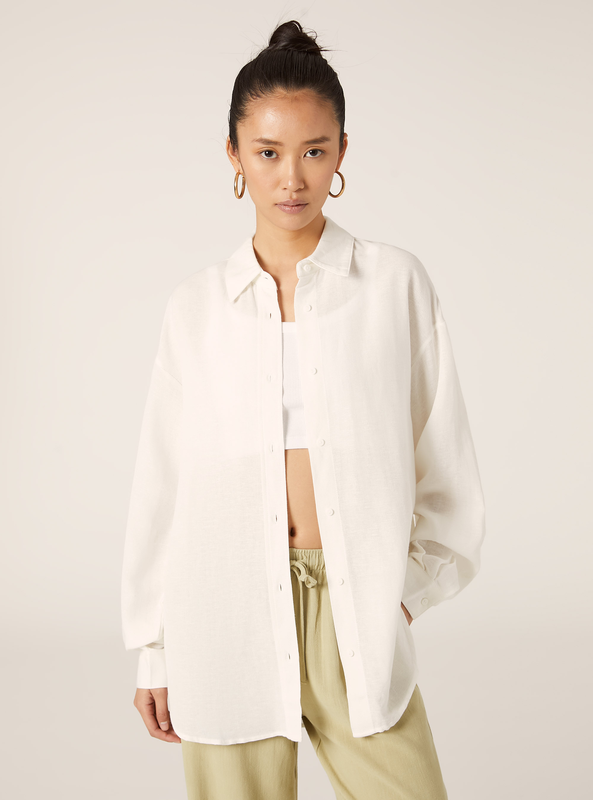 Leinenhemd in bequemer Passform, WH2 WHITE