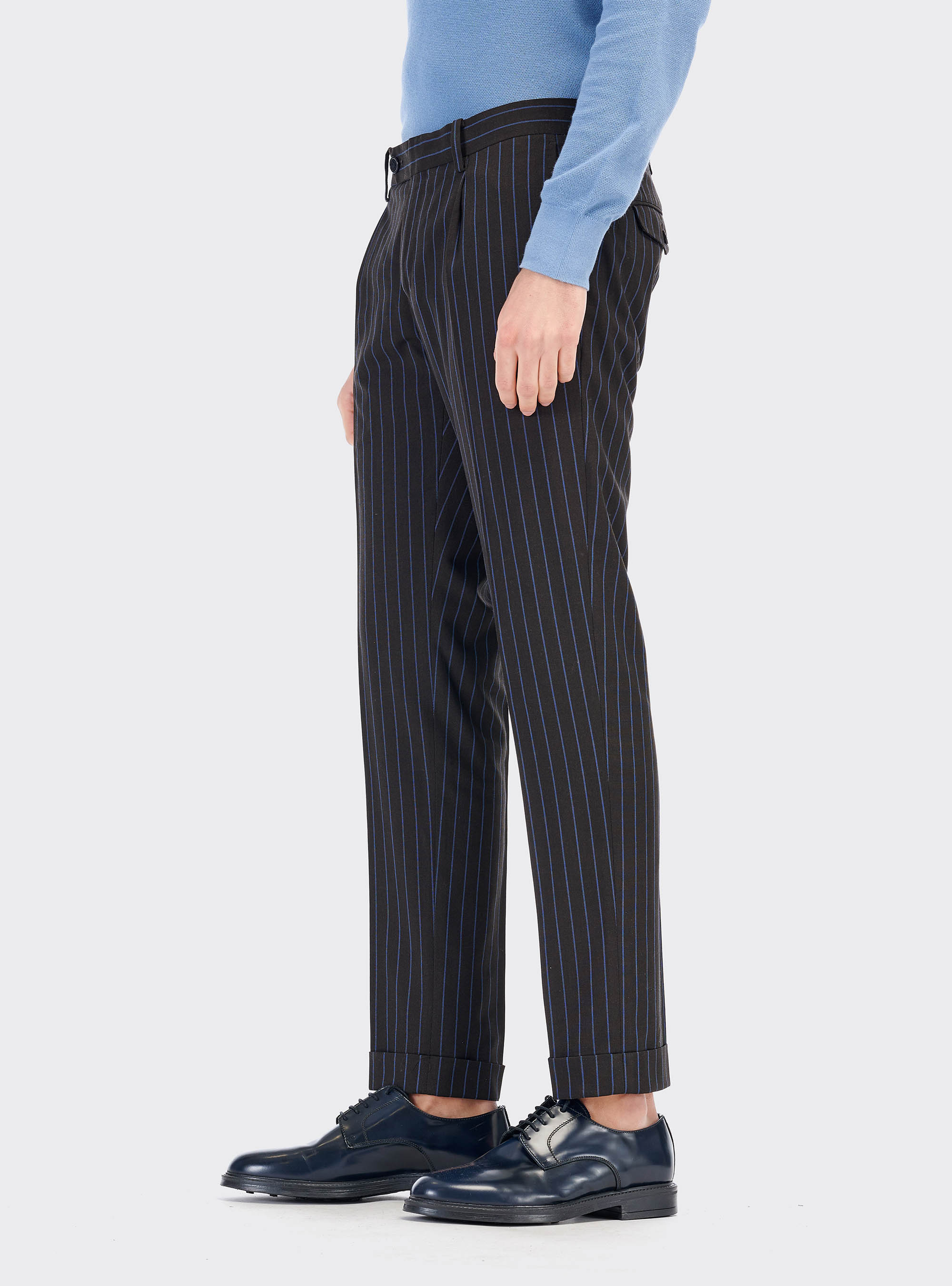 Pantalone fantasia gessato, C507 BROWN