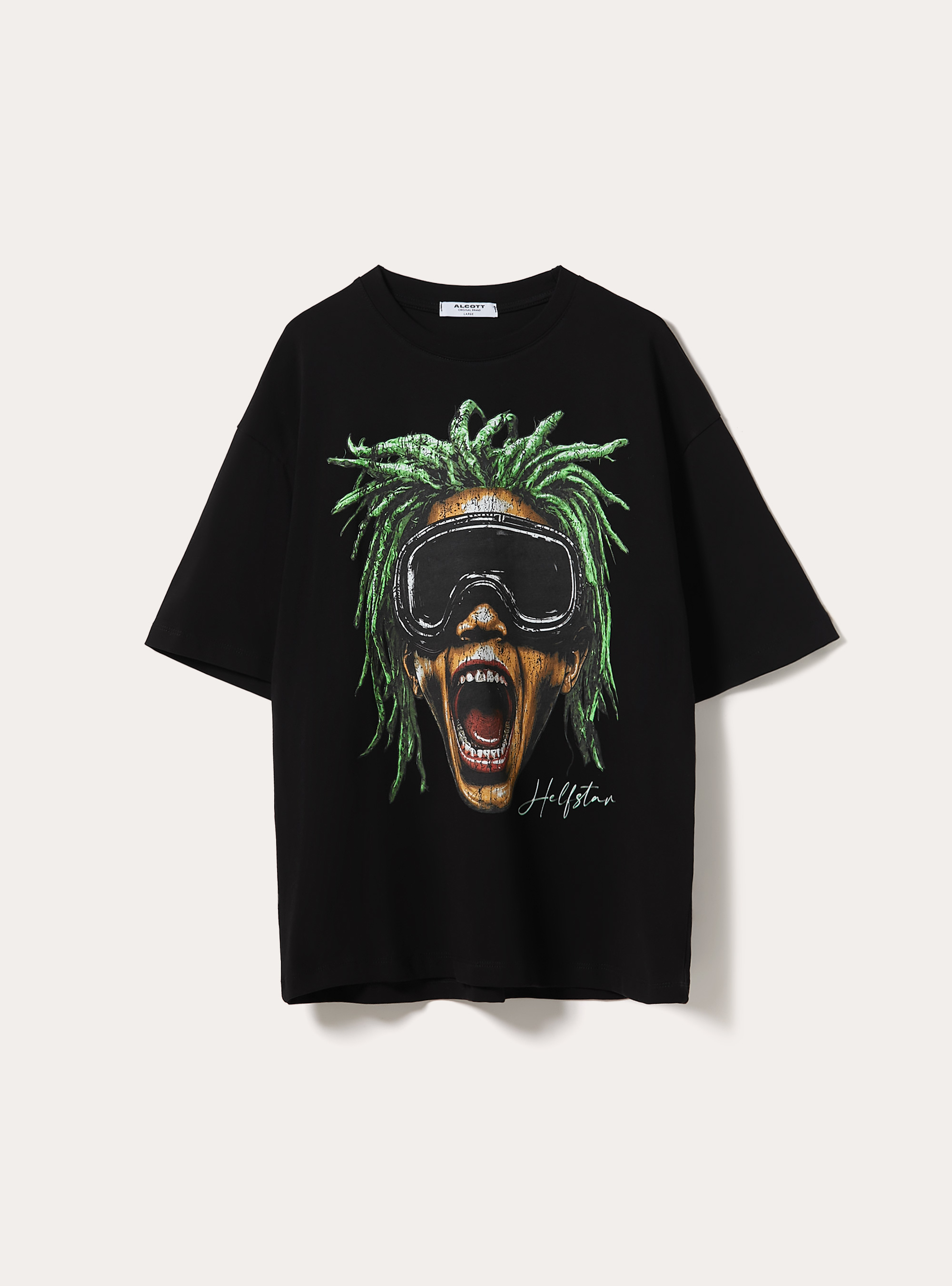 Printed Boxy Fit T-Shirt, BK1 BLACK
