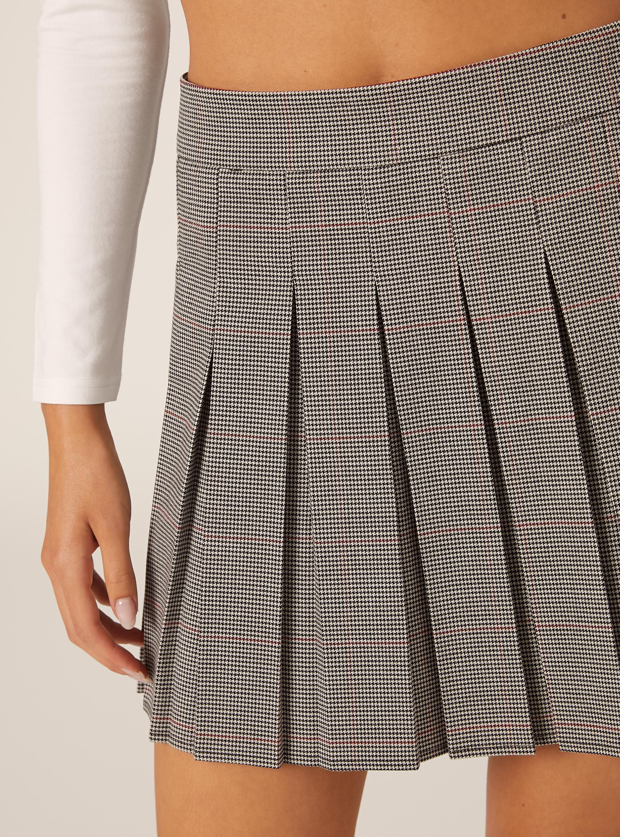 Mini-jupe plissée à motifs, GY2 GREY MEDIUM