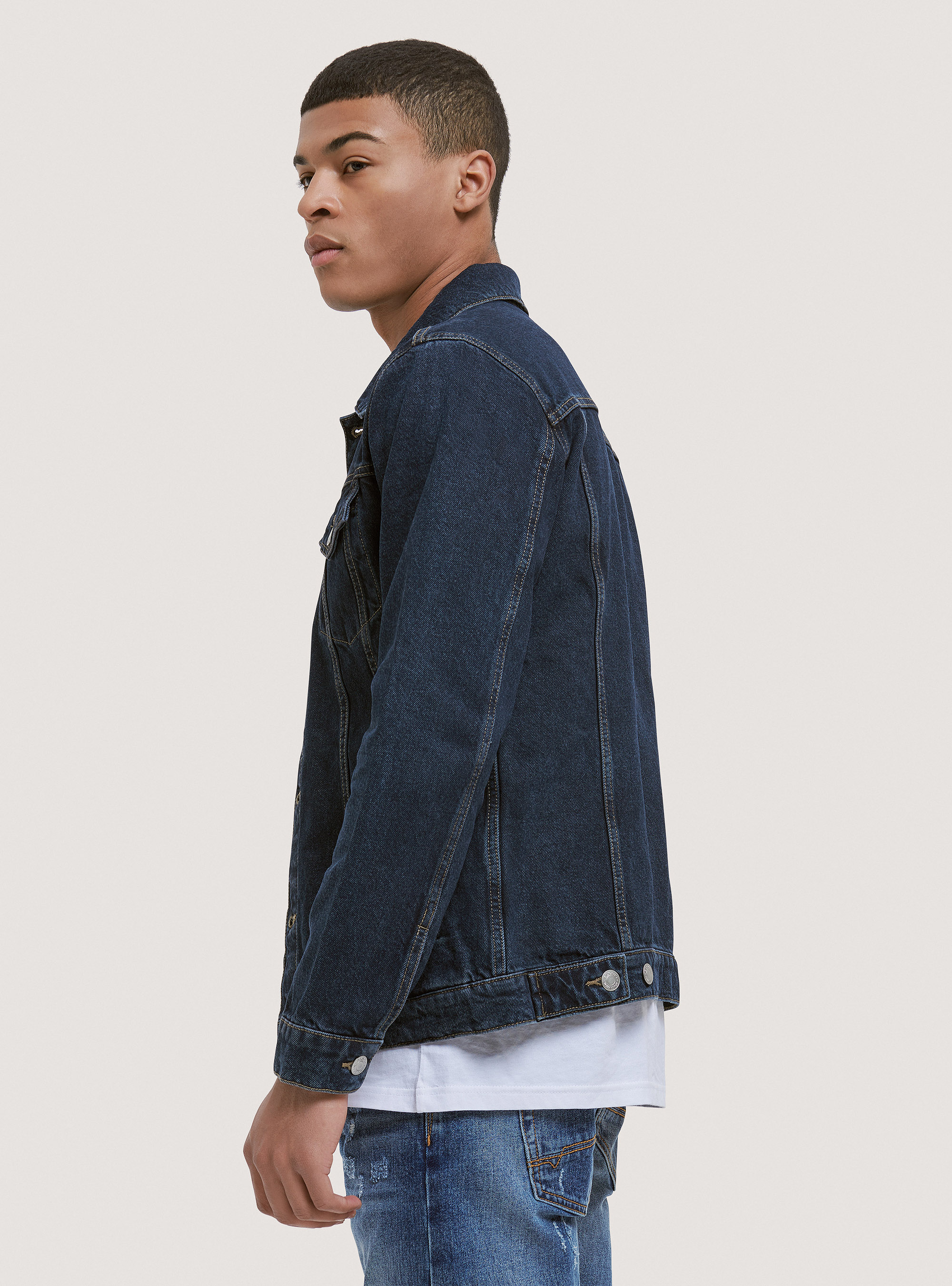 Regular fit denim jacket, BLUE NAVY