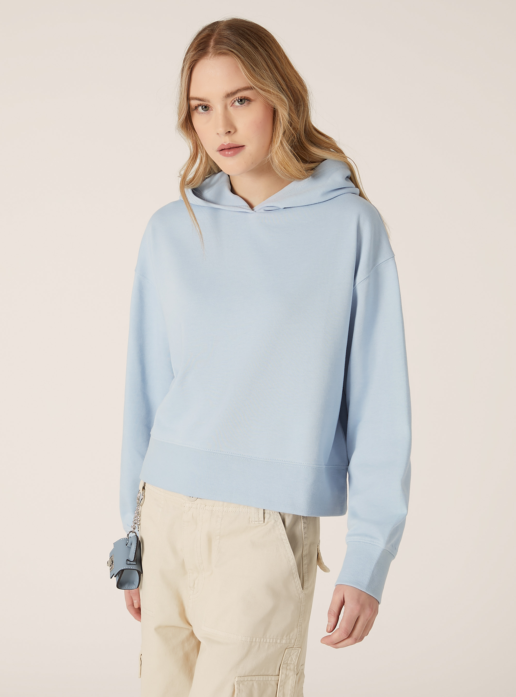 Boxy fit hooded sweatshirt, IN3 INDIGO LIGHT