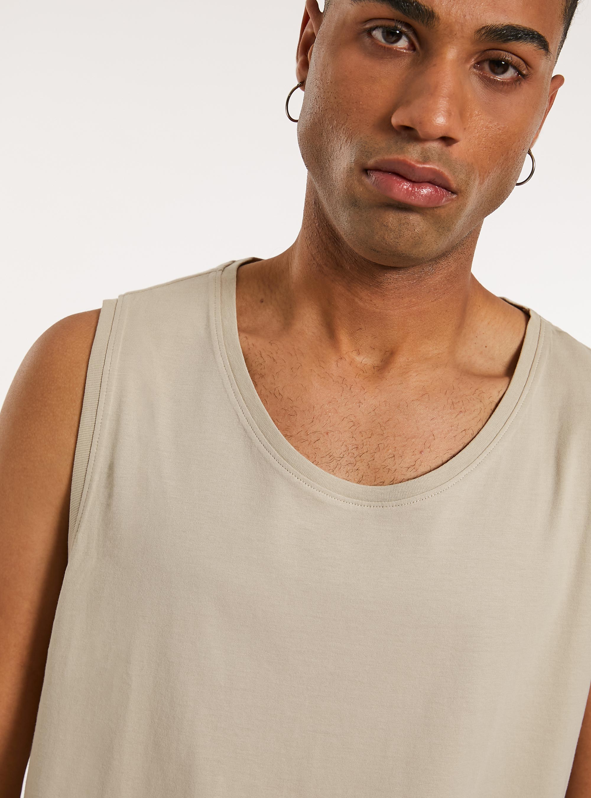 Solid-coloured comfort fit tank top, BG2 BEIGE MEDIUM