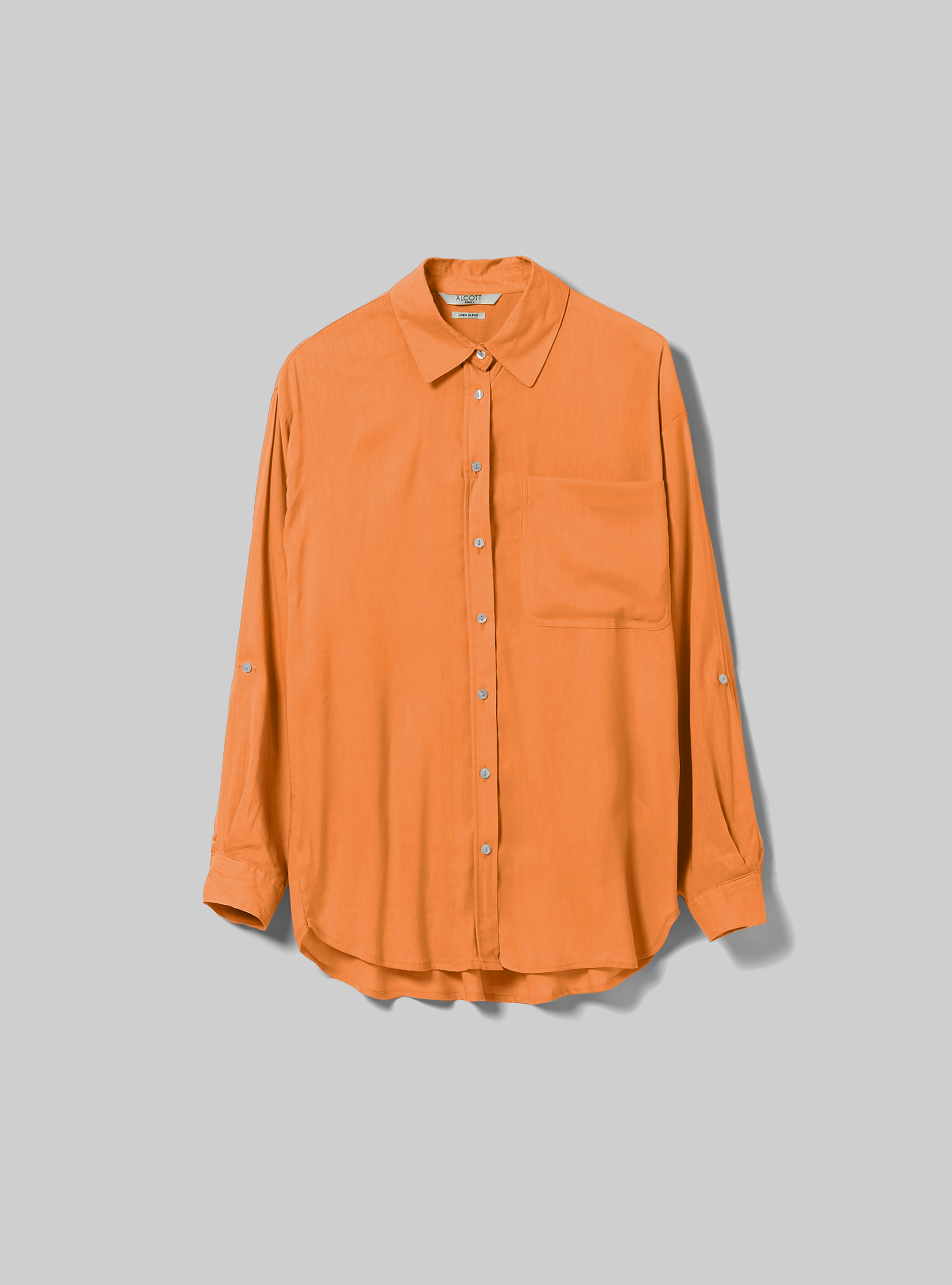 Linen blend shirt with breast pocket, OR3 ORANGE LIGHT