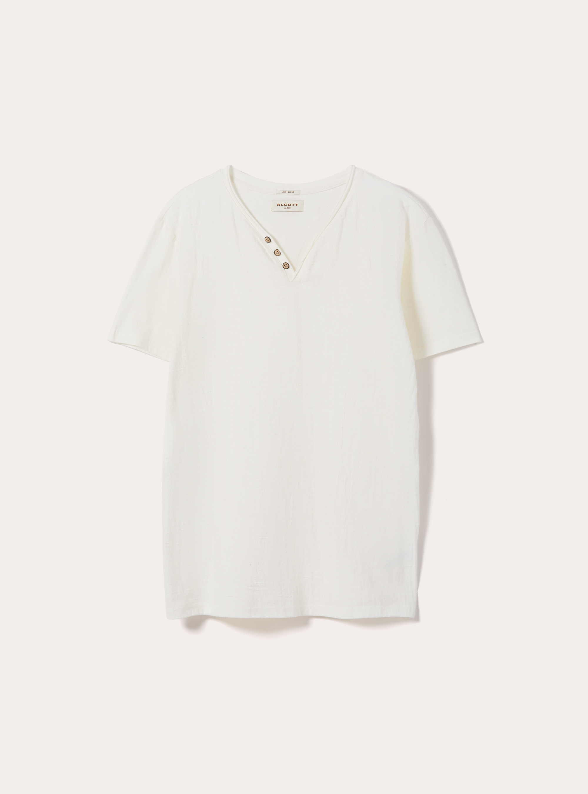 V-neck linen blend T-shirt, WH2 WHITE
