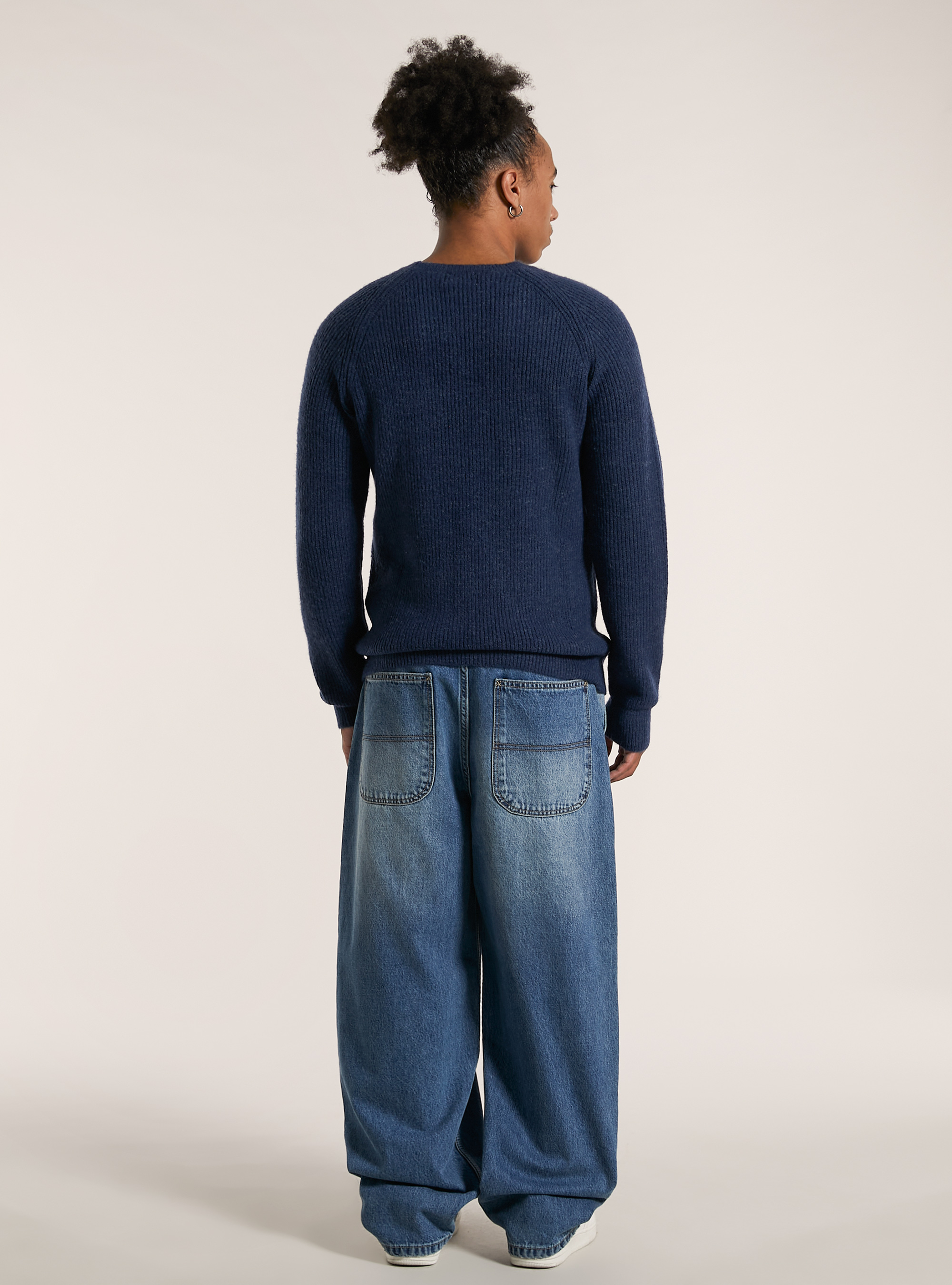 Jersey de canalé inglés en mezcla de lana, MBL1 BLUE MED DARK