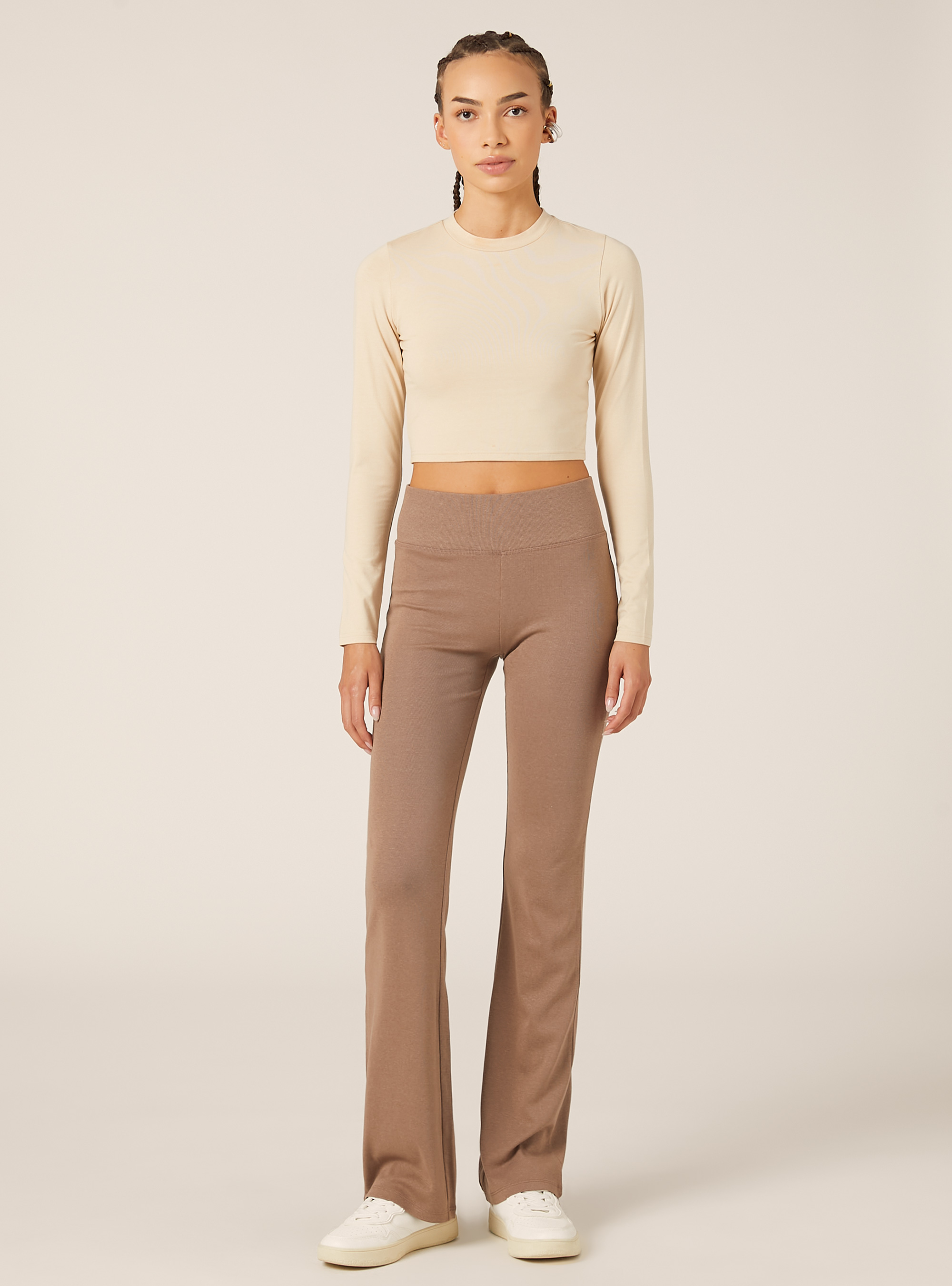 Flared leggings, BR3 BROWN LIGHT