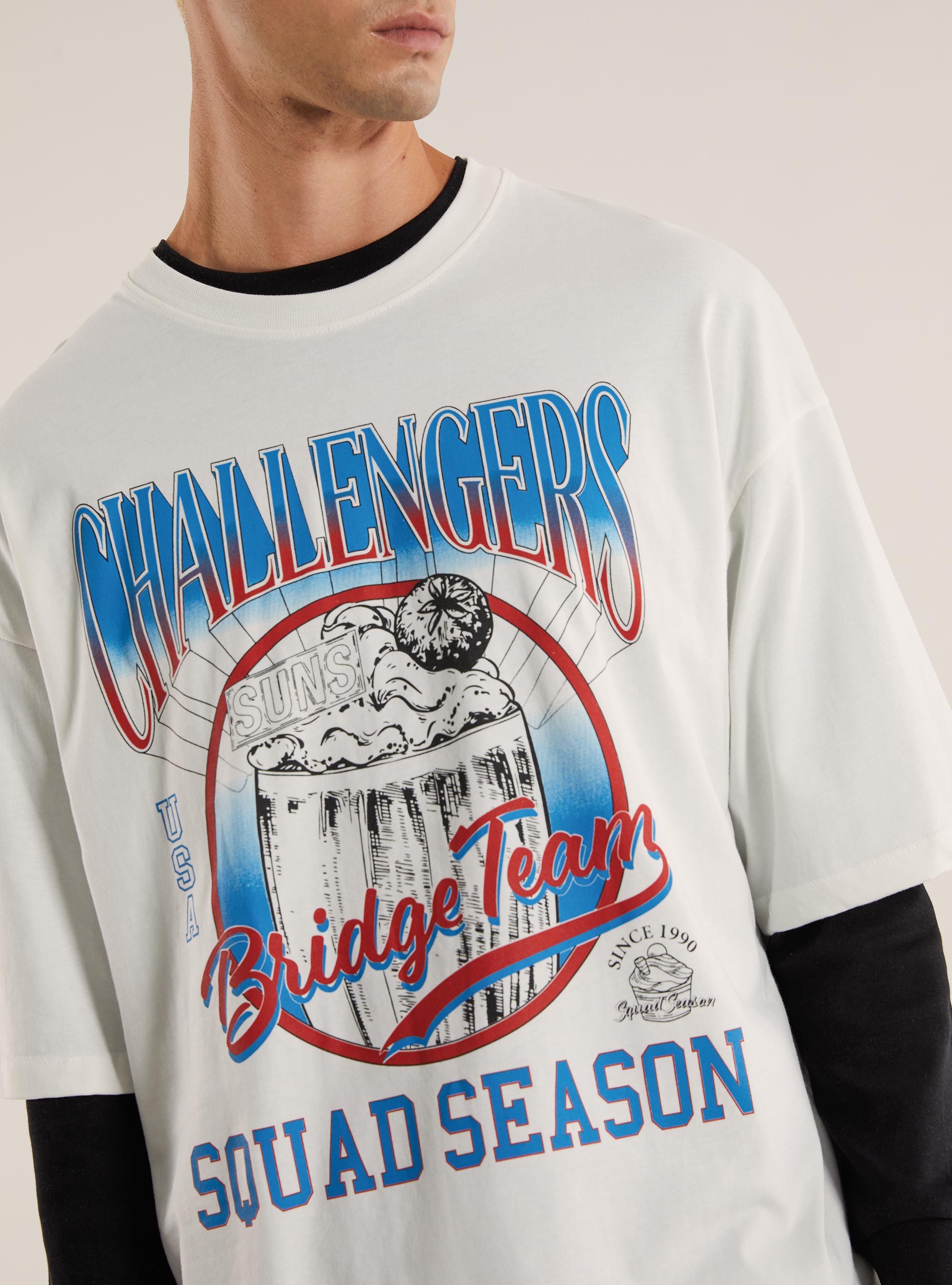 Over fit t-shirt with print, WH2 WHITE