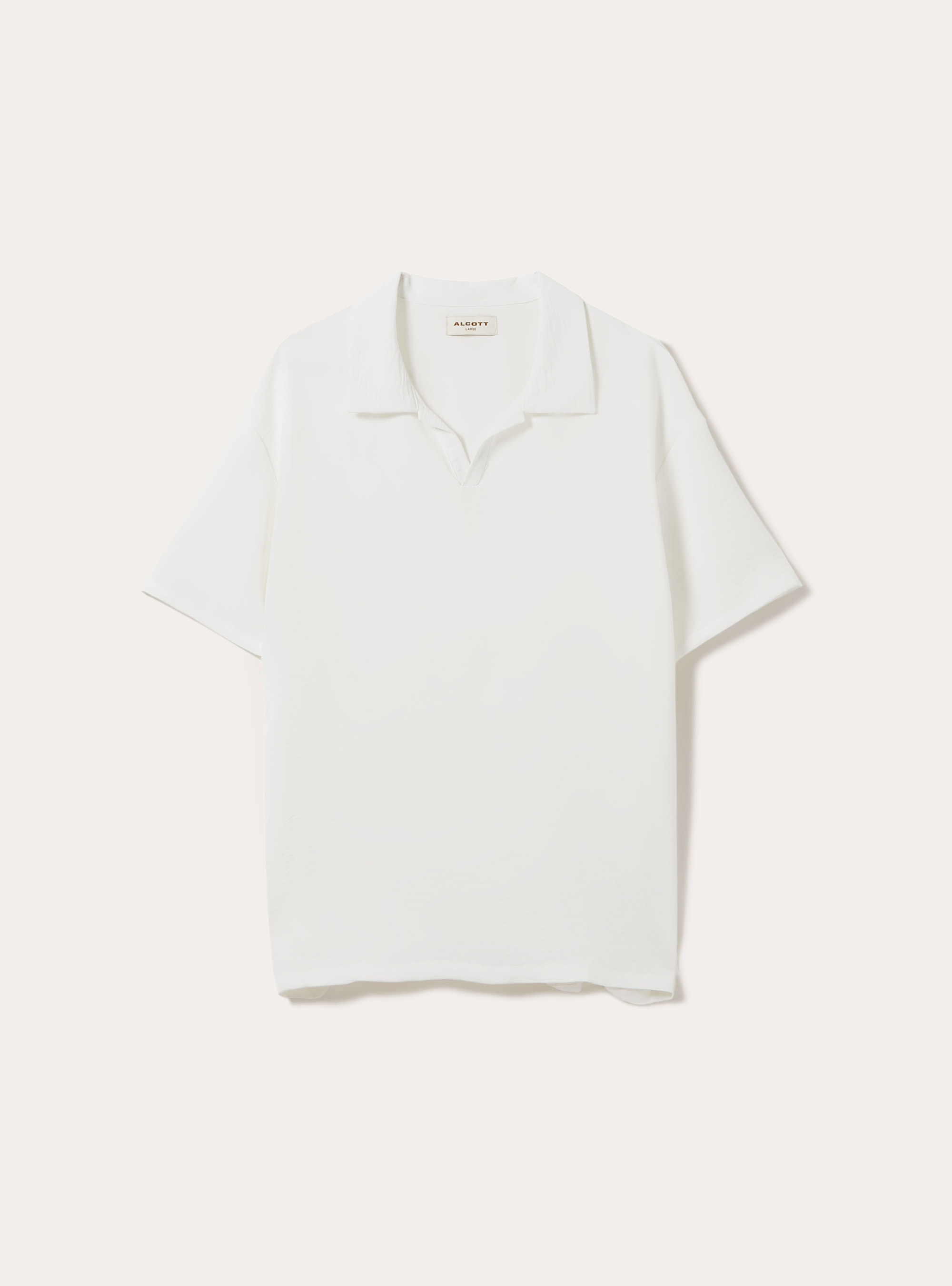 Crepe polo shirt with open collar, WH2 WHITE