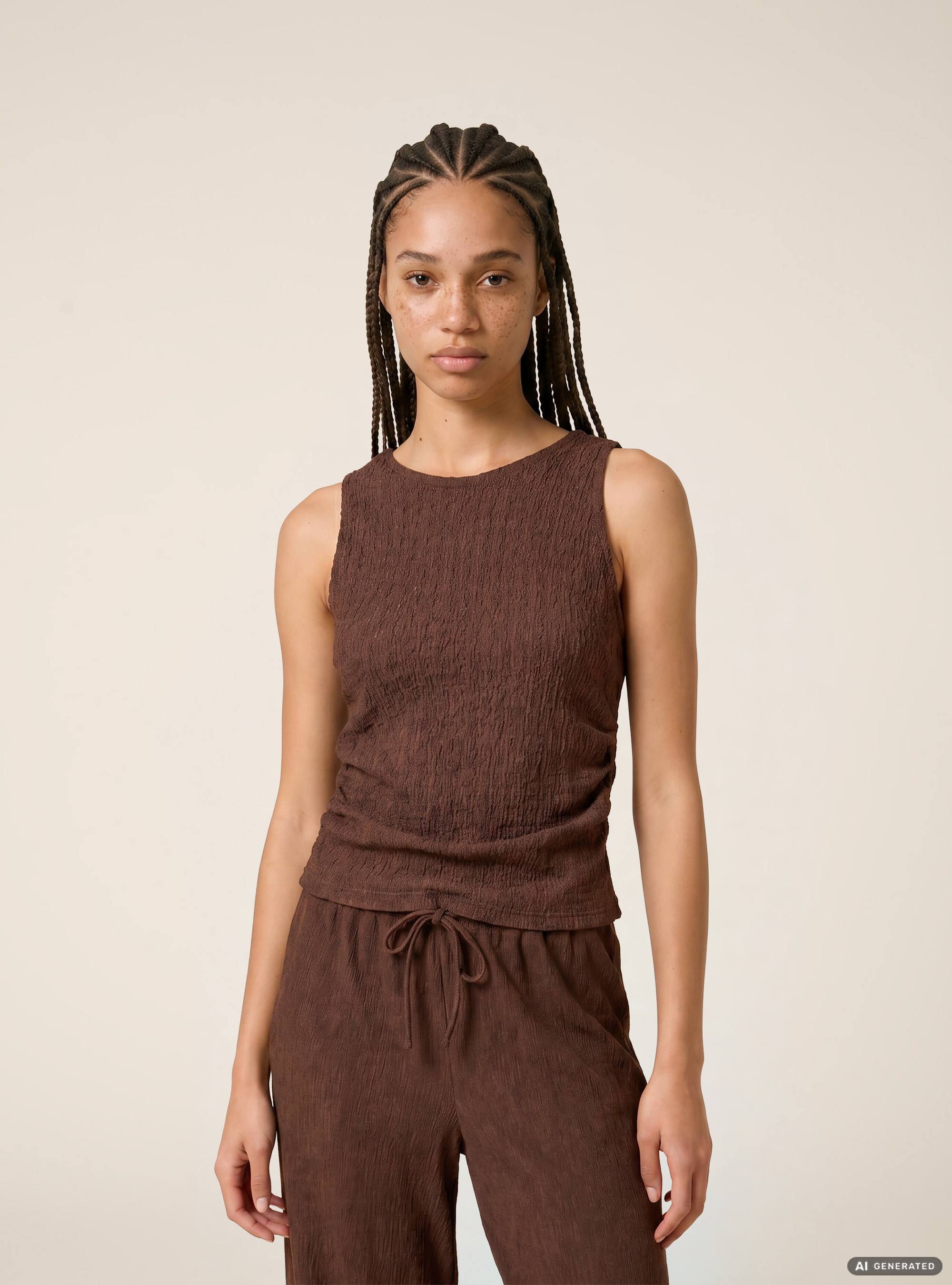 T-shirt maniche ad alette texturizzata, BR1 BROWN DARK