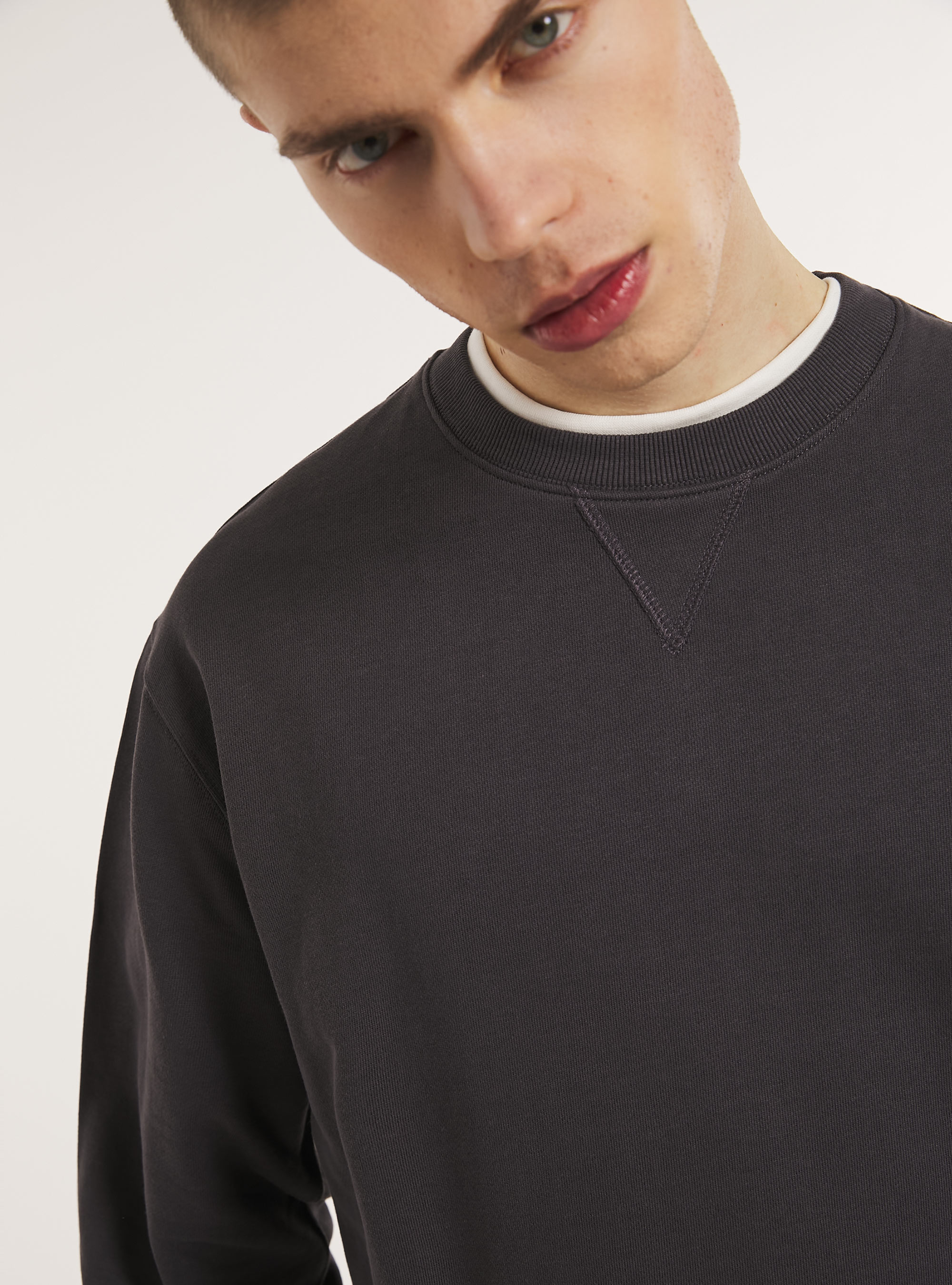 Plain-coloured crew-neck sweatshirt, GY1 GREY DARK