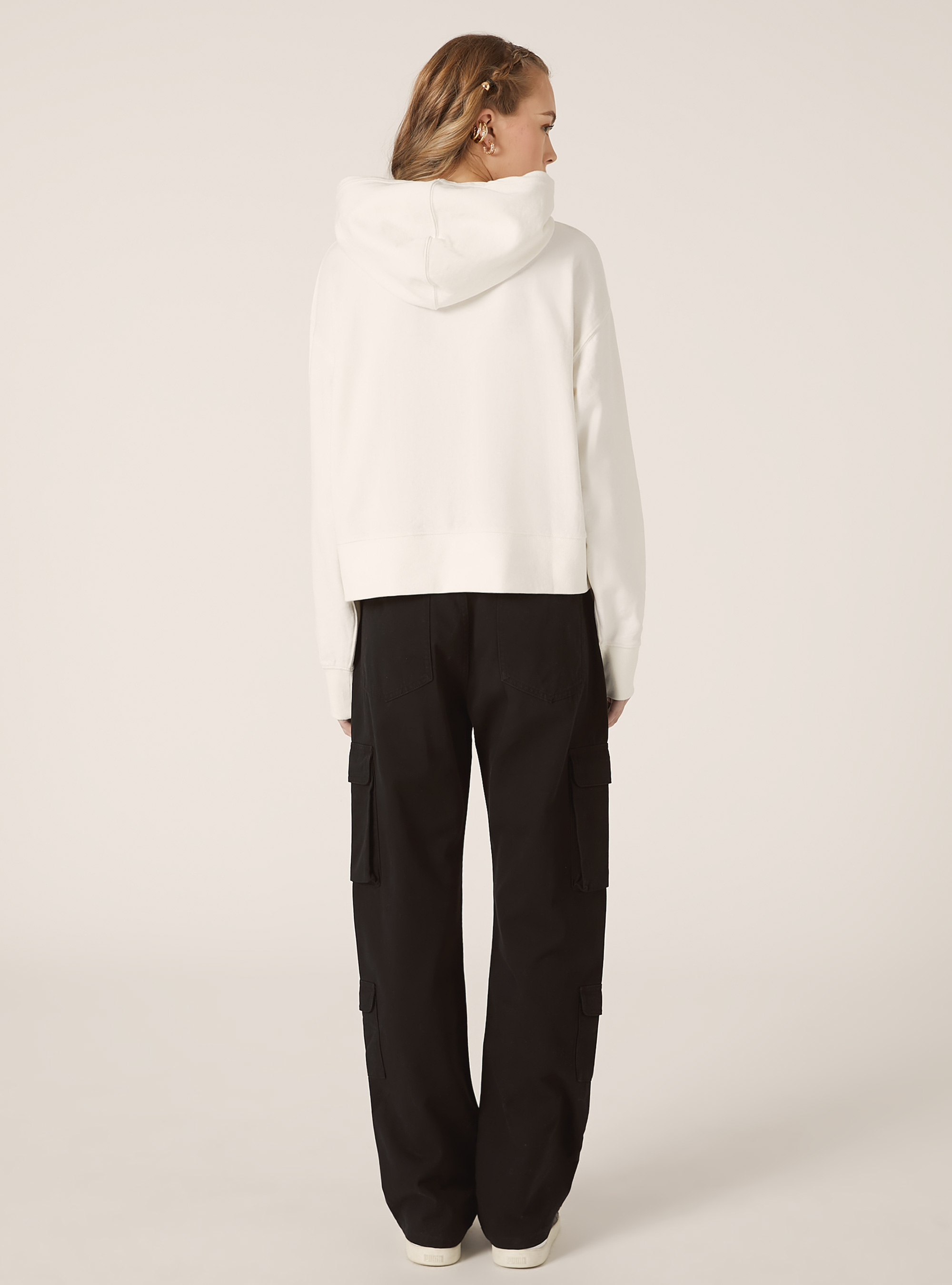 Sudadera con capucha y corte cuadrado, WH1 OFF WHITE