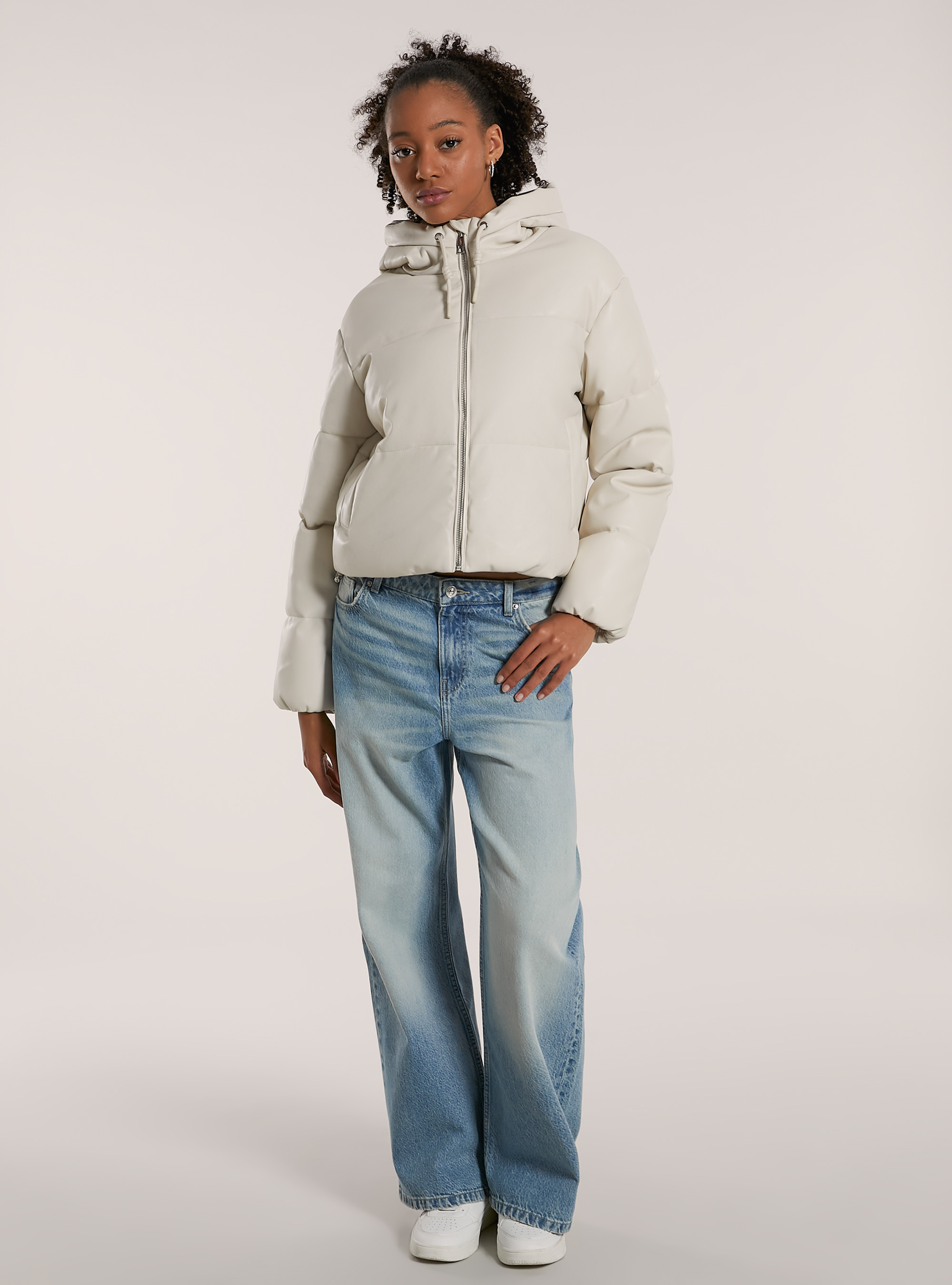 Giubbotto imbottito effetto pelle, WH2 WHITE