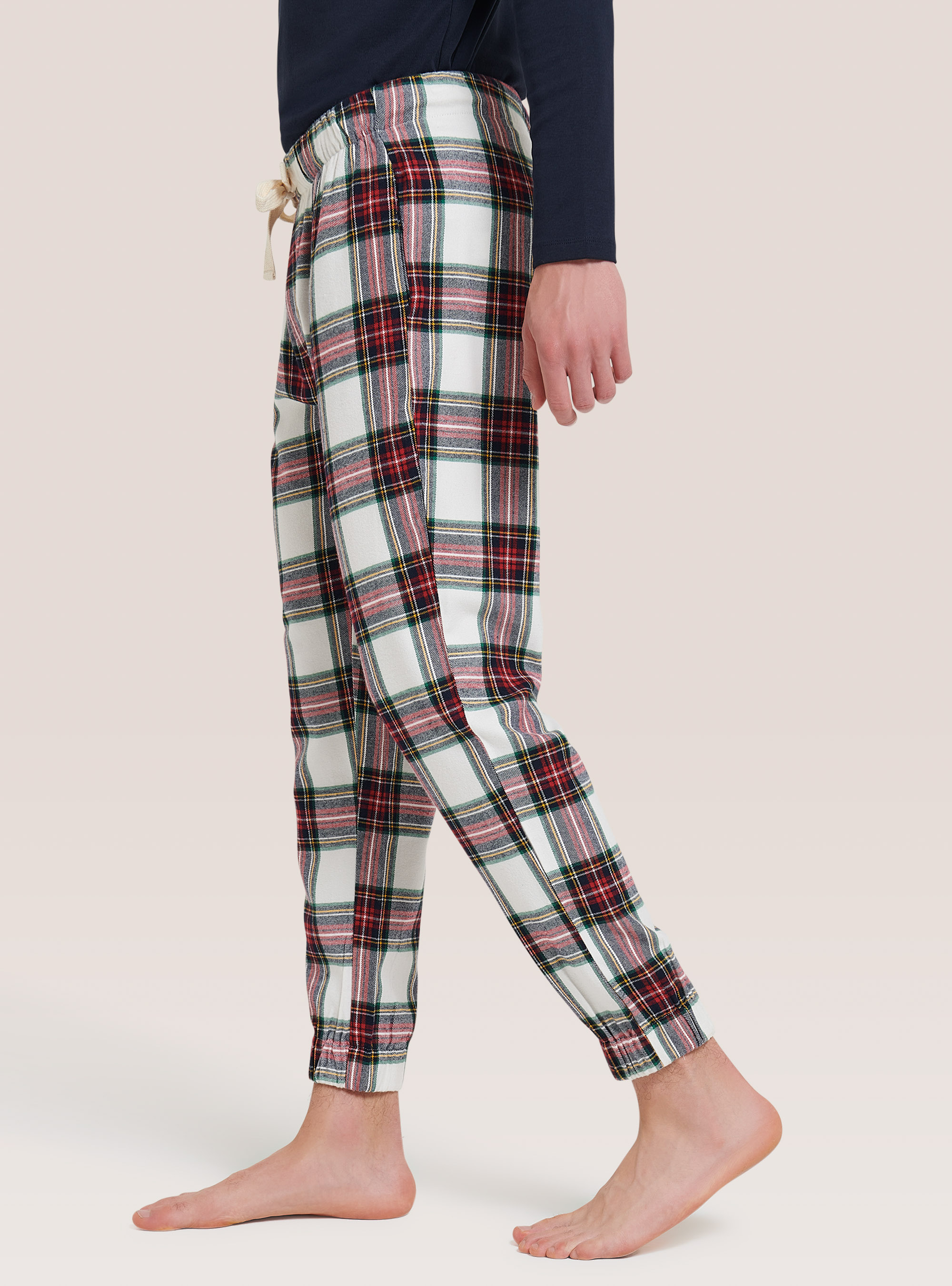 Pantalones de pijama de tartán, BLANCO