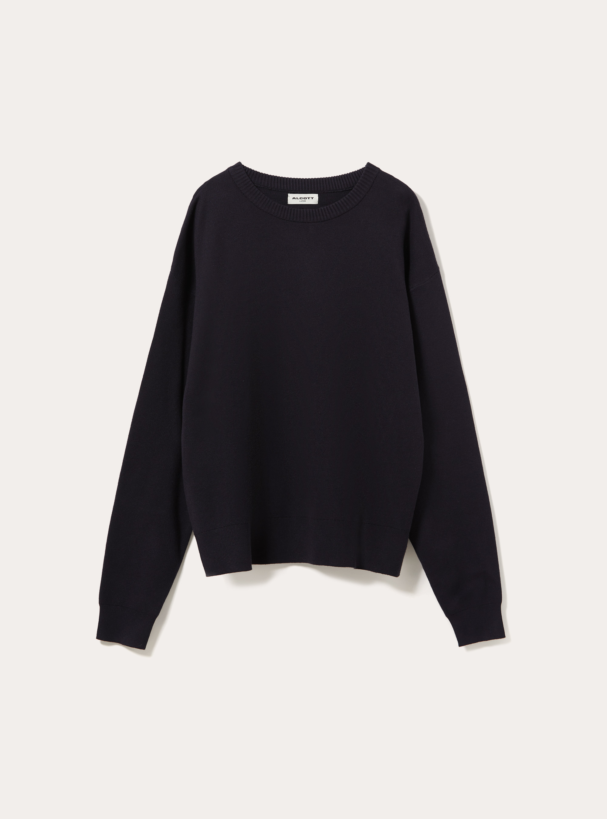 Pull col rond en maille rase avec larges bords cotes, NA1 NAVY DARK