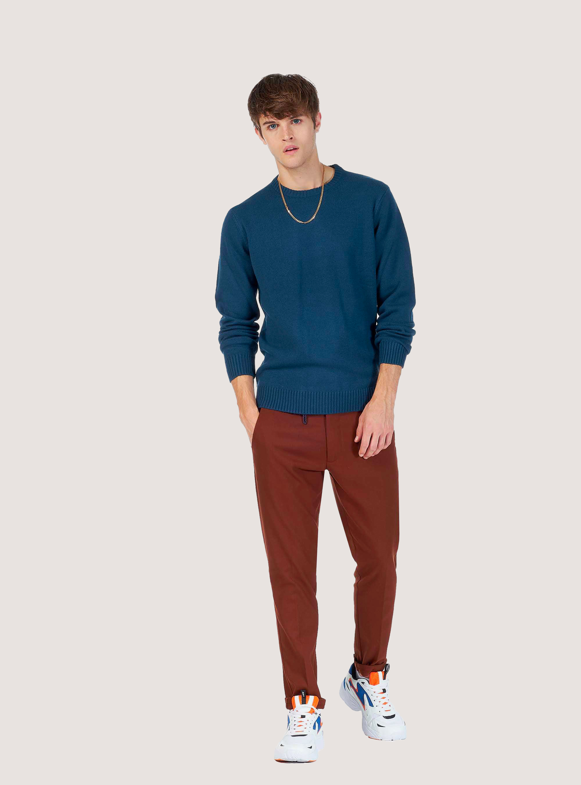 JERSEY CUELLO REDONDO, ACEITE AZUL