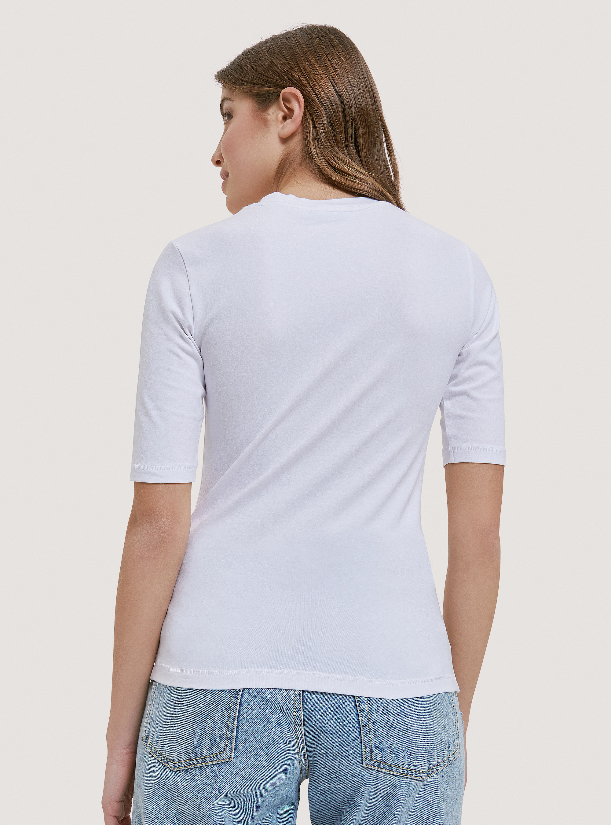 T-shirt de base &agrave; coupe &eacute;troite, C099 WHITE