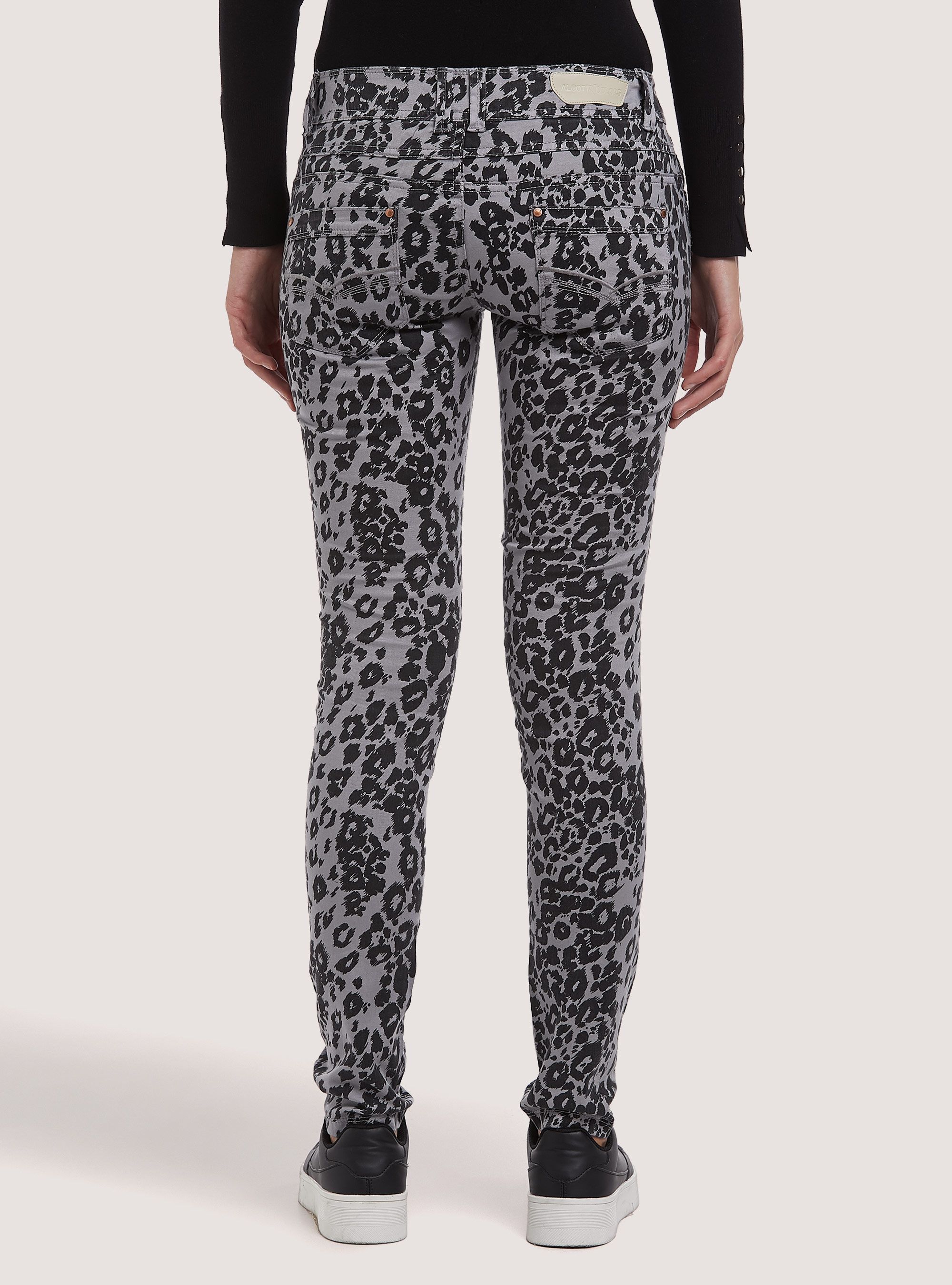 Pantaloni stampati effetto laminato, GRIS