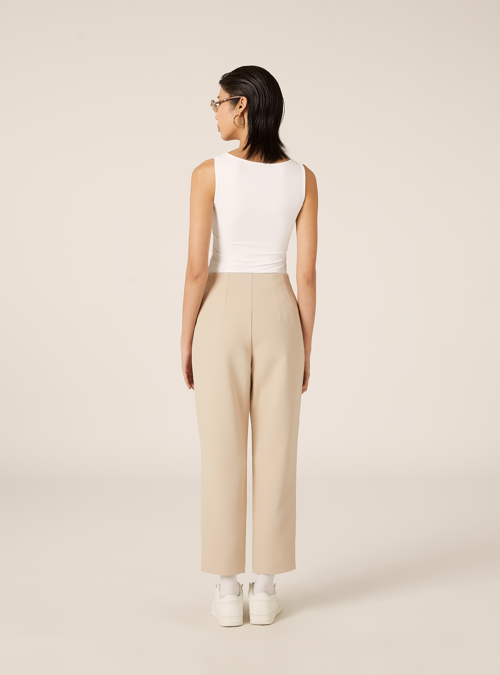 Einfarbige Hose mit Bundfalten, BG3 BEIGE LIGHT