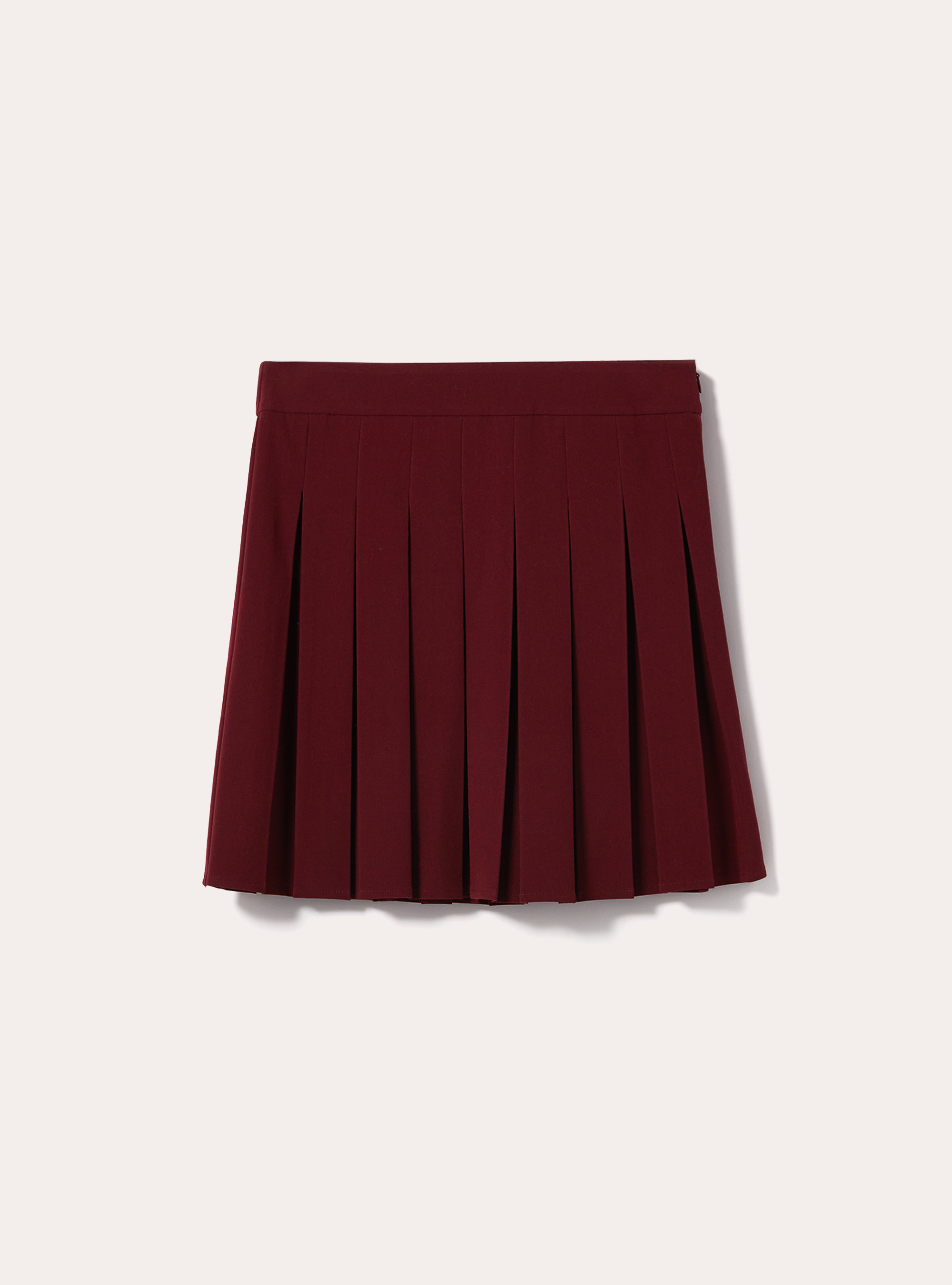 Gonna mini a pieghe tinta unita, BO1 BORDEAUX DARK