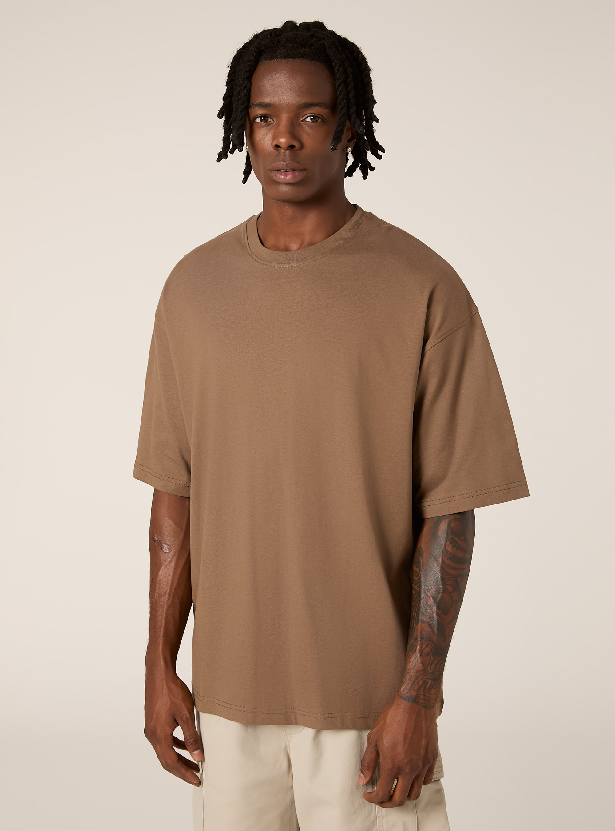 Tee-shirt &agrave; la coupe large, BR2 BROWN MEDIUM