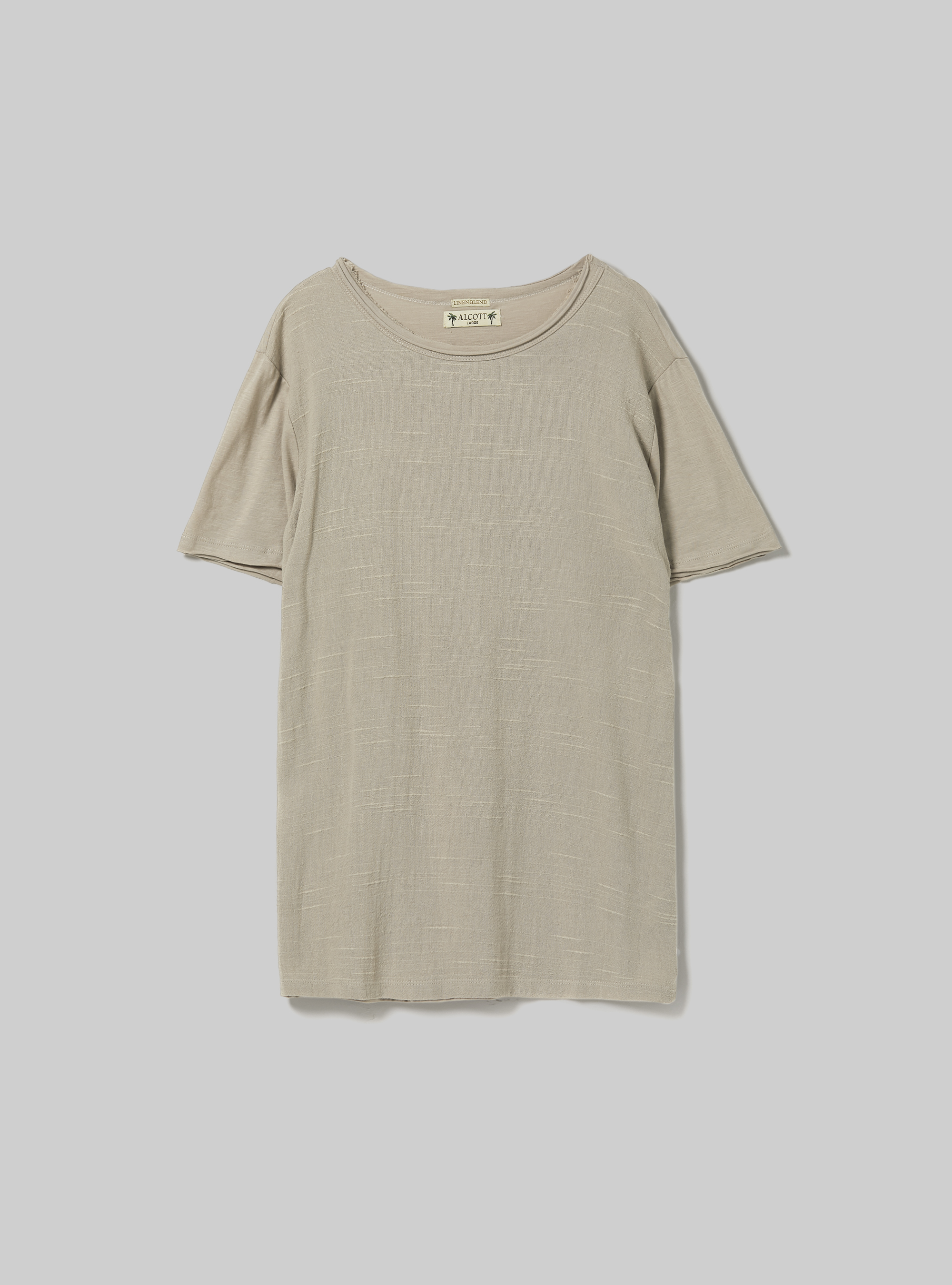 Linen-blend T-shirt in slub fabric, BG2 BEIGE MEDIUM