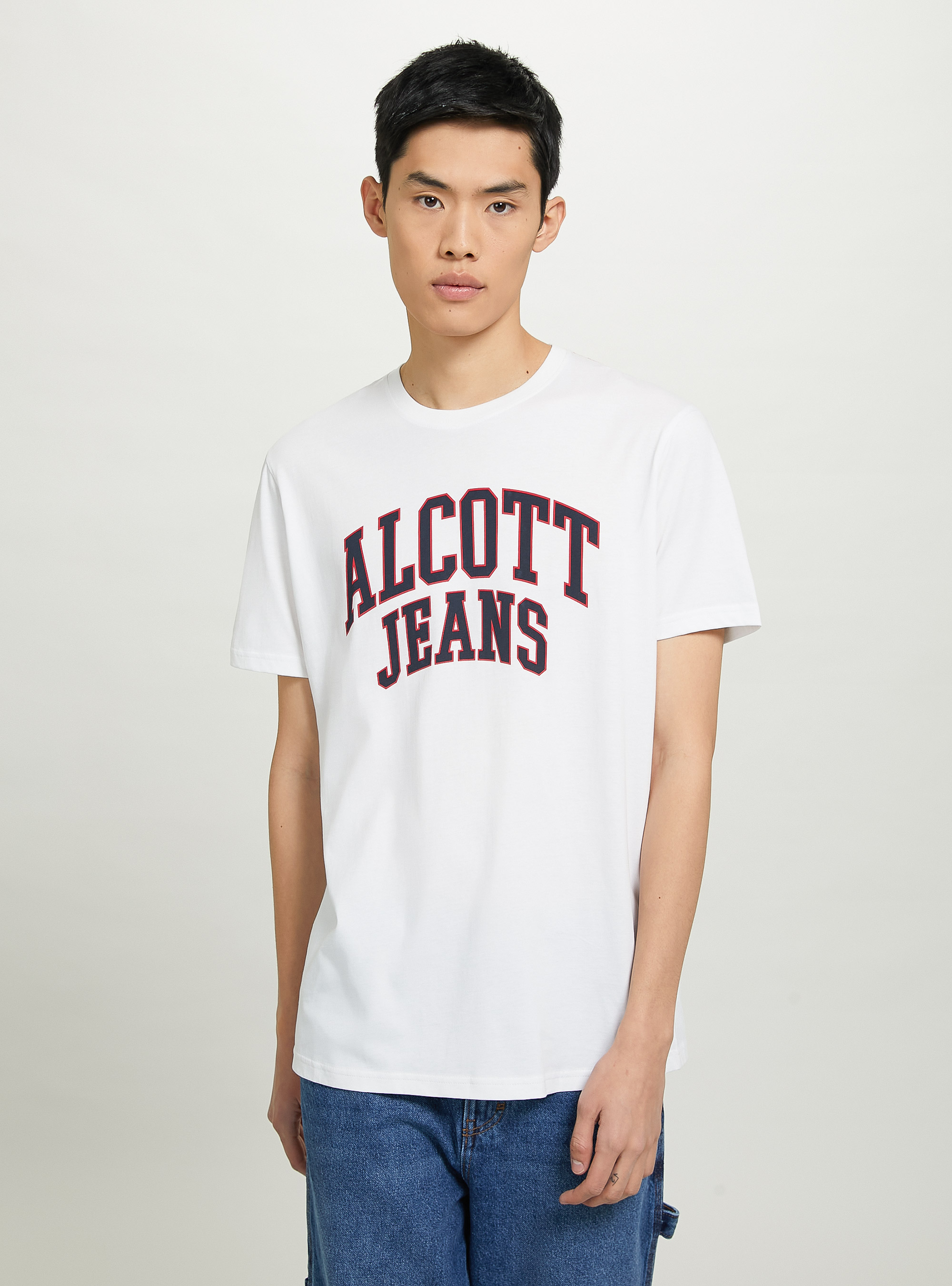 Cotton T-shirt with print, WHITE