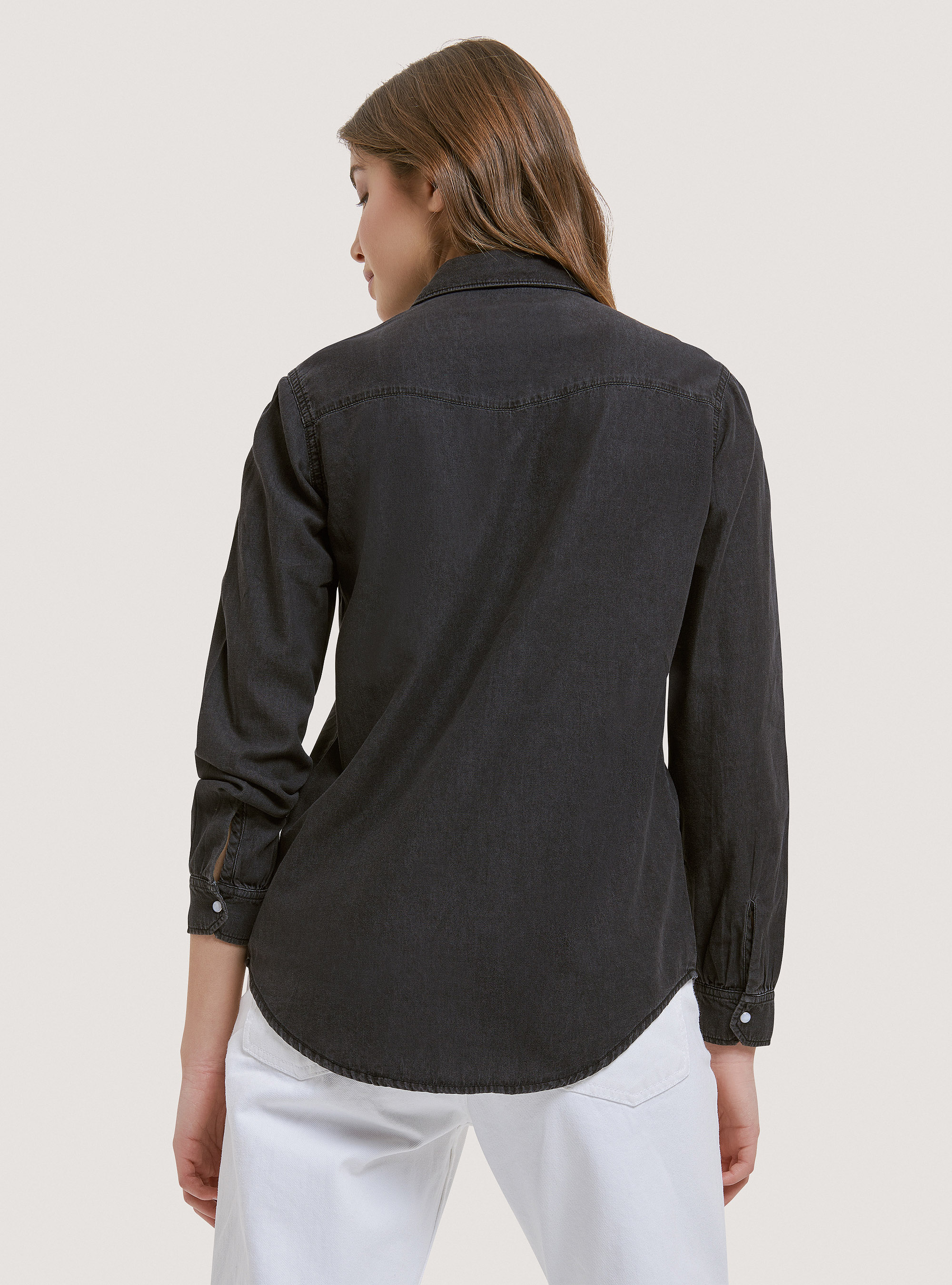 Camicia in denim, NERO