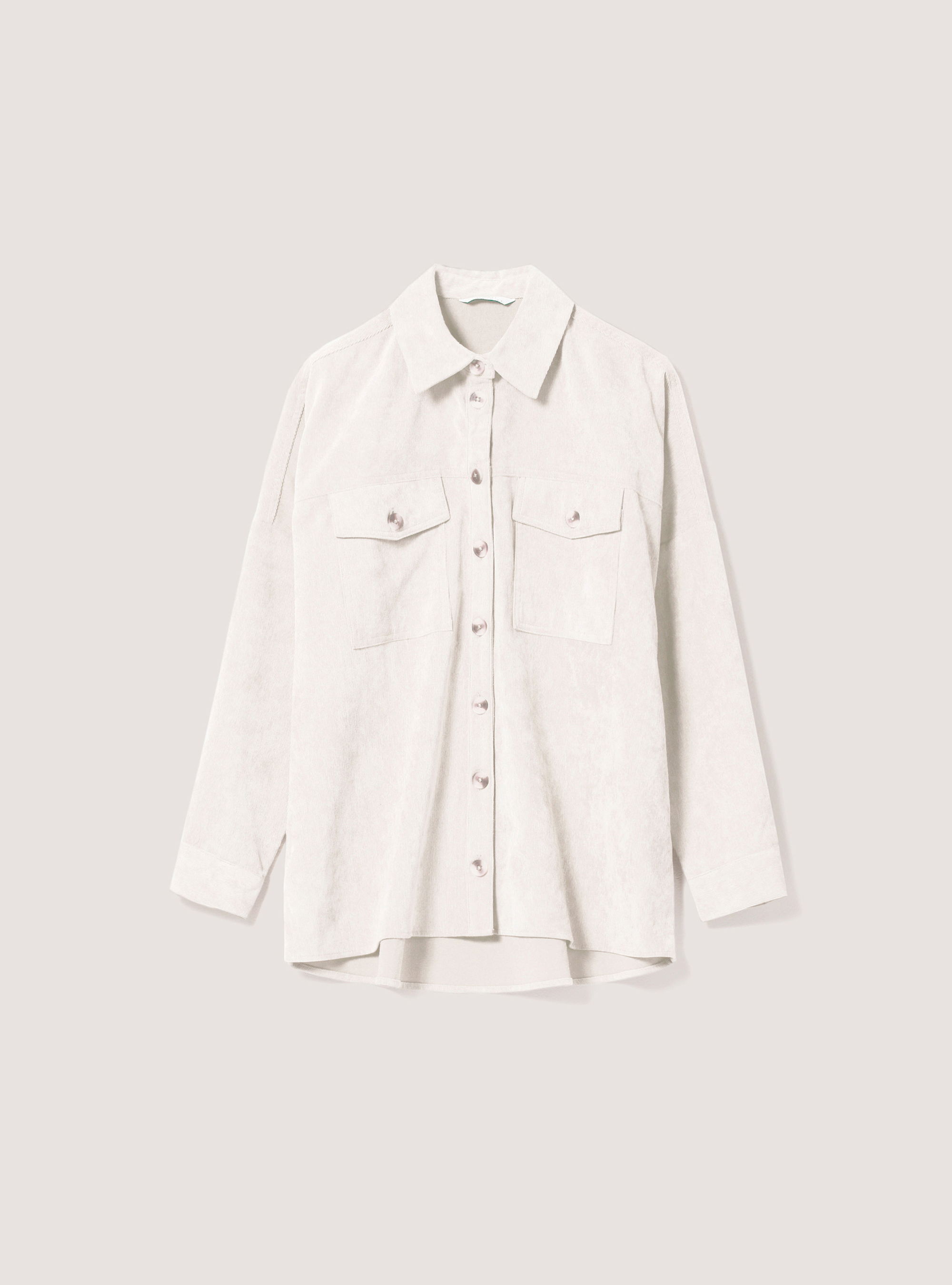 Giacca camicia in velluto a costine, BEIGE