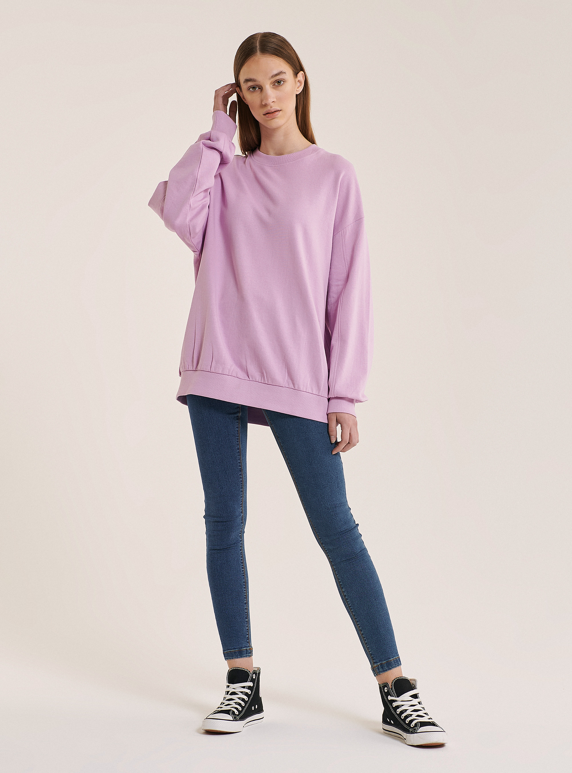 Basic oversize sweatshirt, C3303 LILLAC