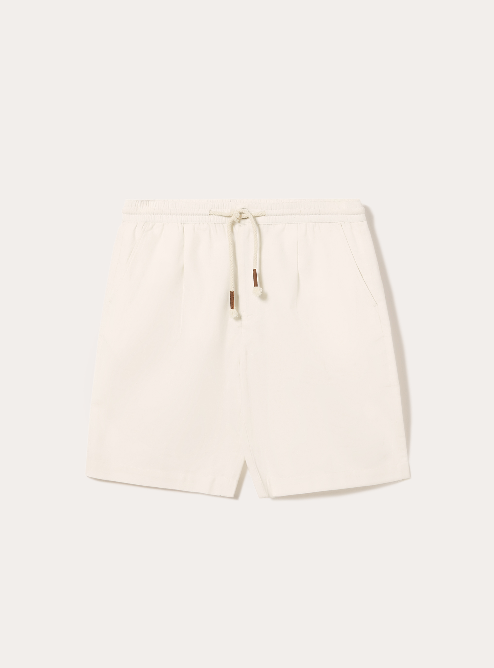 Linen Bermuda Shorts with Drawstring, WH1 OFF WHITE