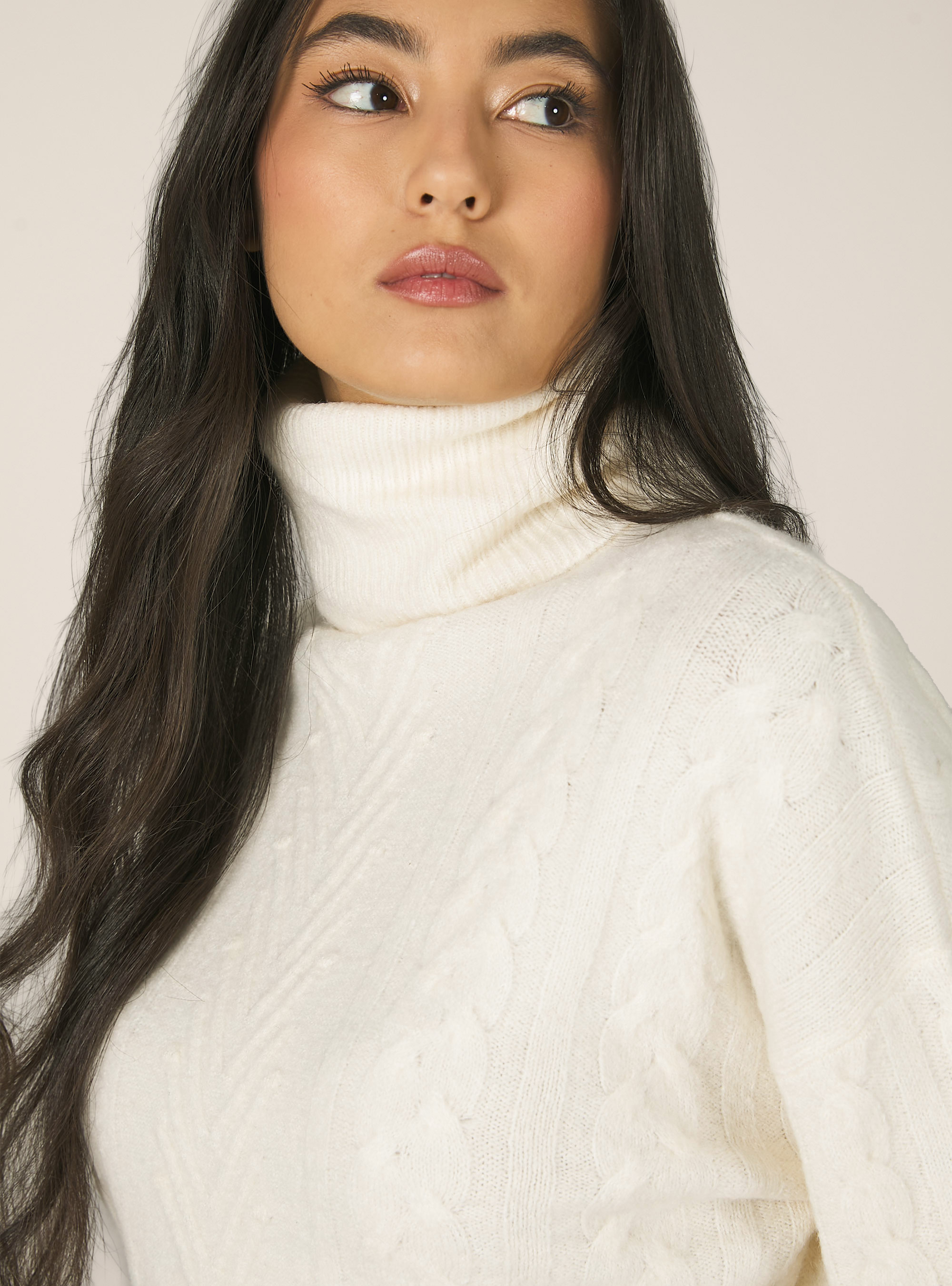 Cropped turtleneck pullover, WH2 WHITE