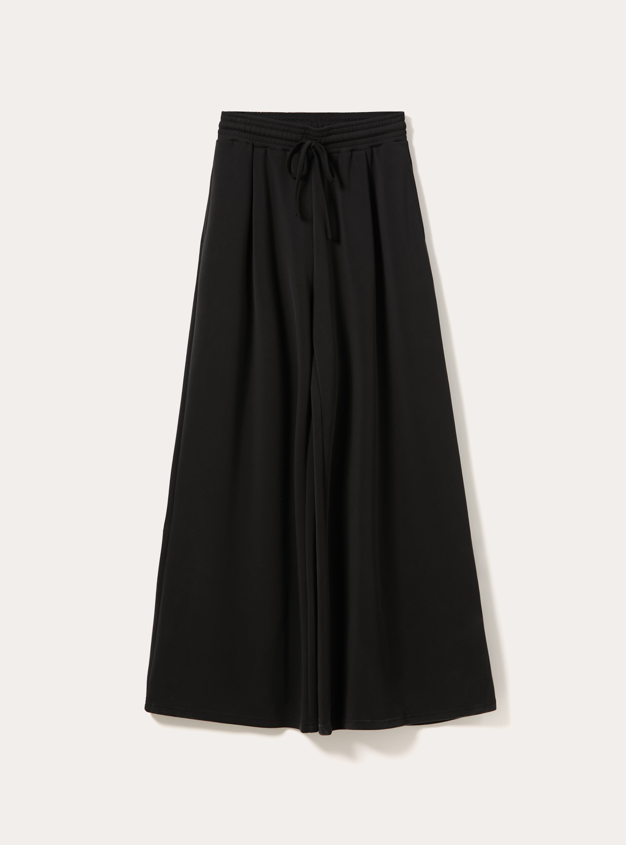 Pantaloni wide leg con pence in scuba, BK1 BLACK