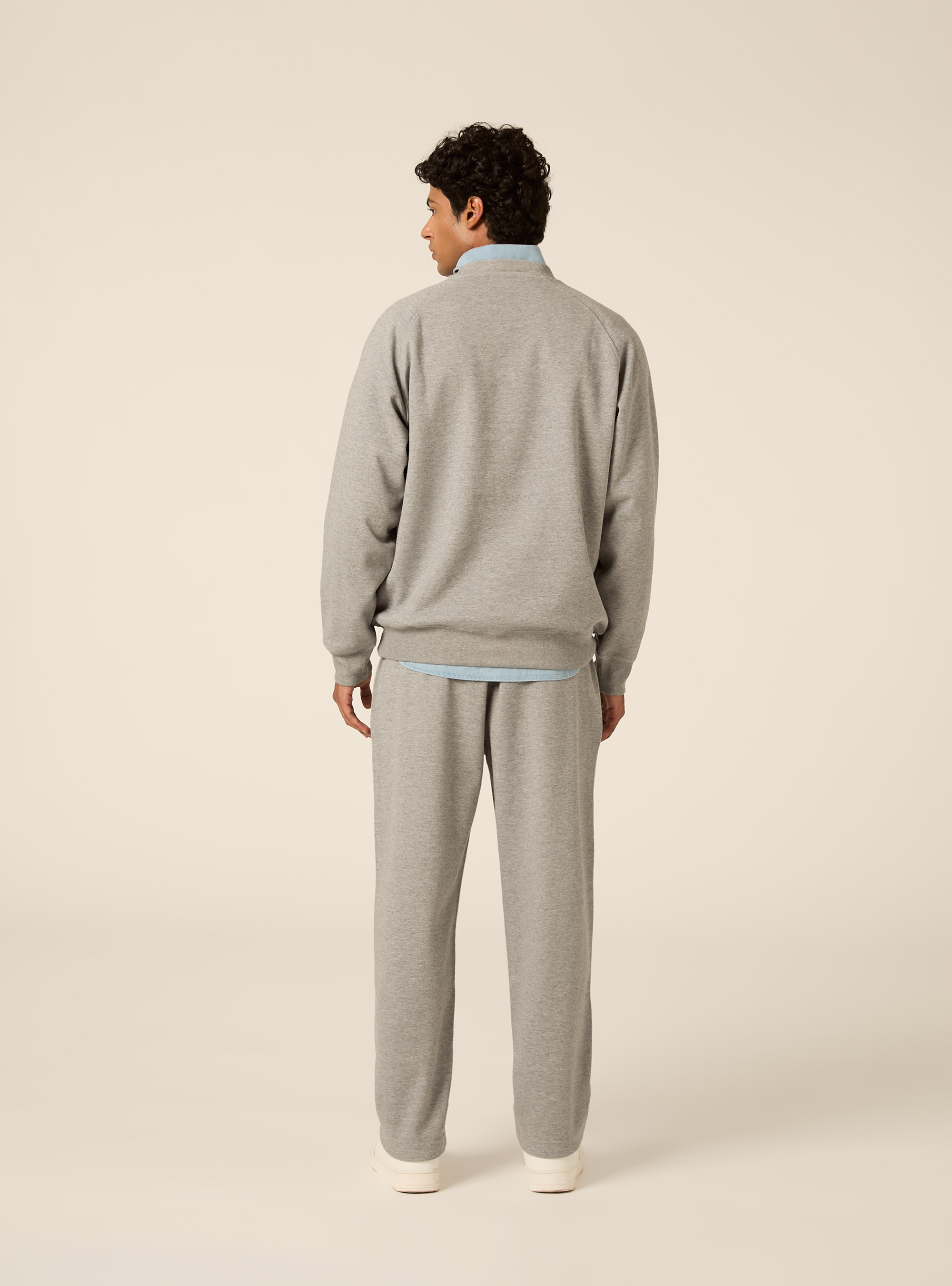 Sweat col rond avec manches raglan en tissu interlock, MGY2 GREY MEL MEDIUM