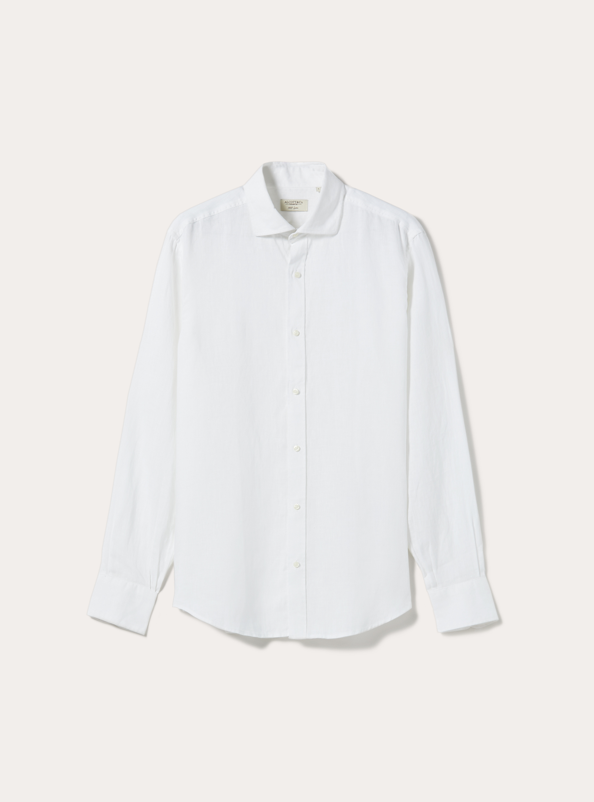 Camicia in puro lino a maniche lunghe, WH3 WHITE