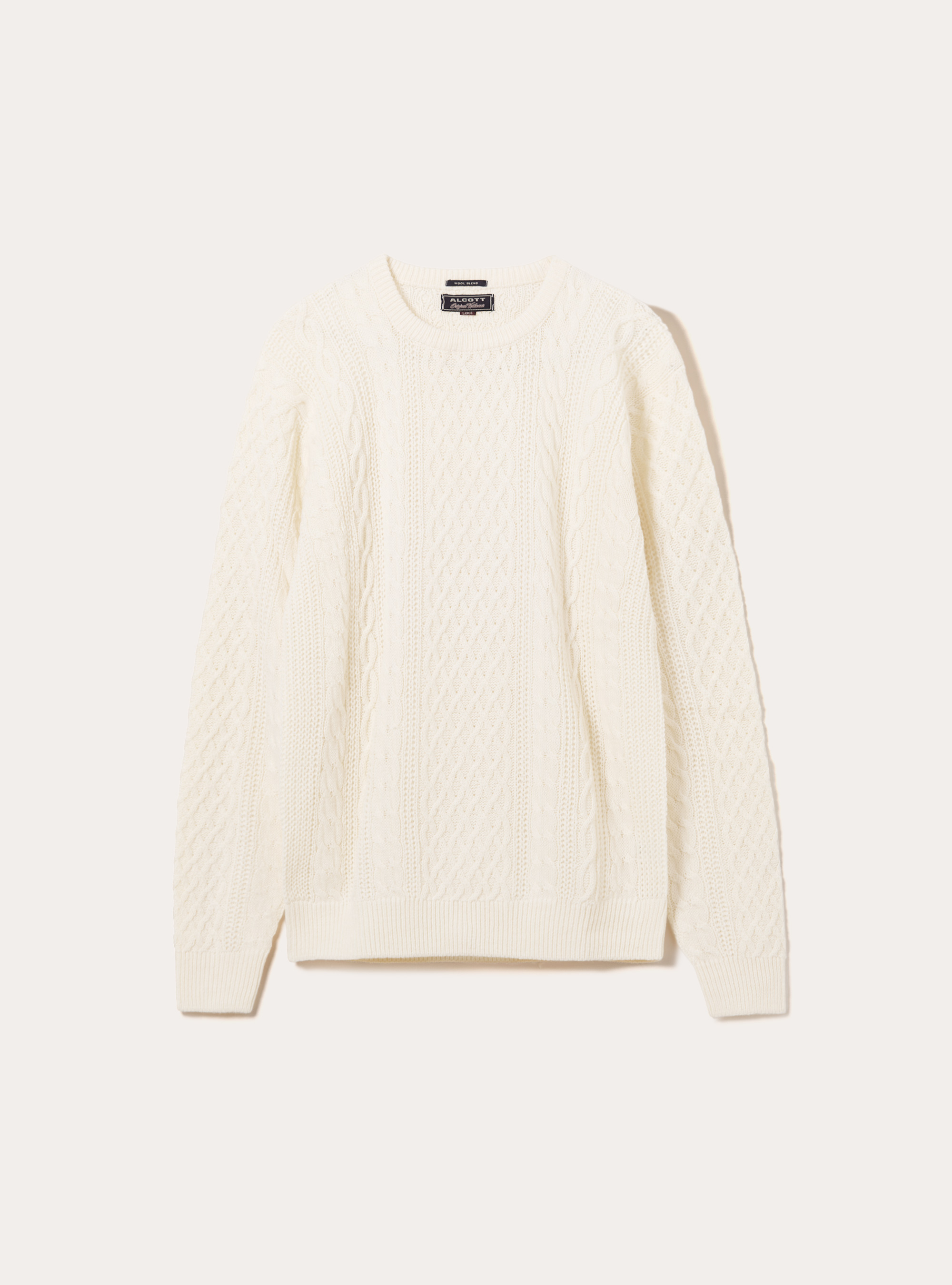 Crew-neck pullover with braids, WHITE