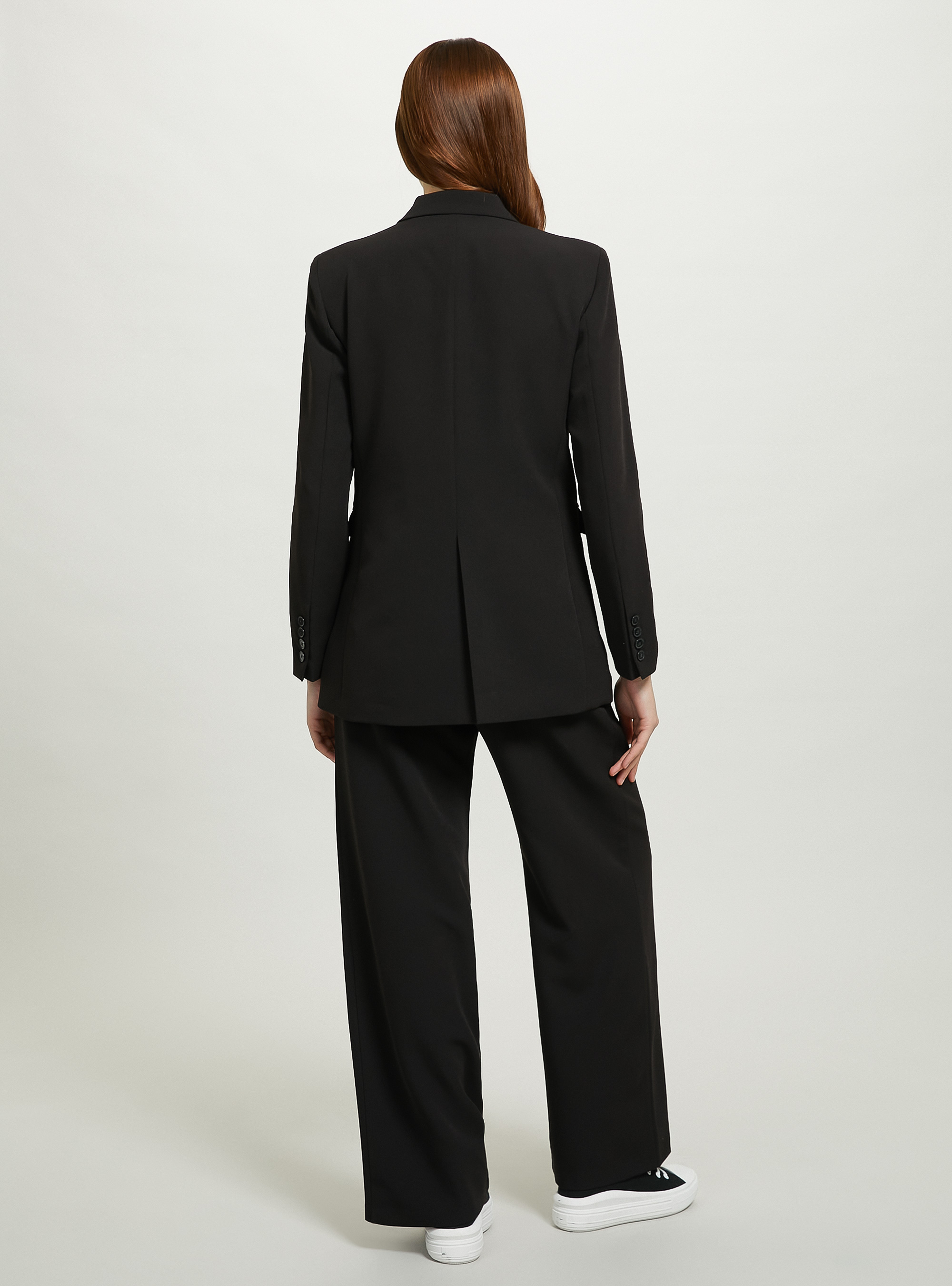 Plain-coloured single-breasted blazer, BK1 BLACK