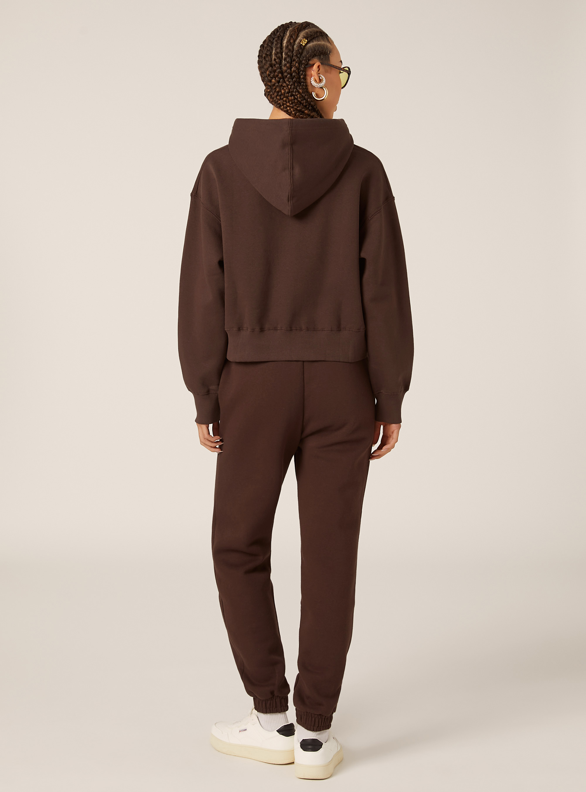 Felpa boxy con cappuccio, BR1 BROWN DARK