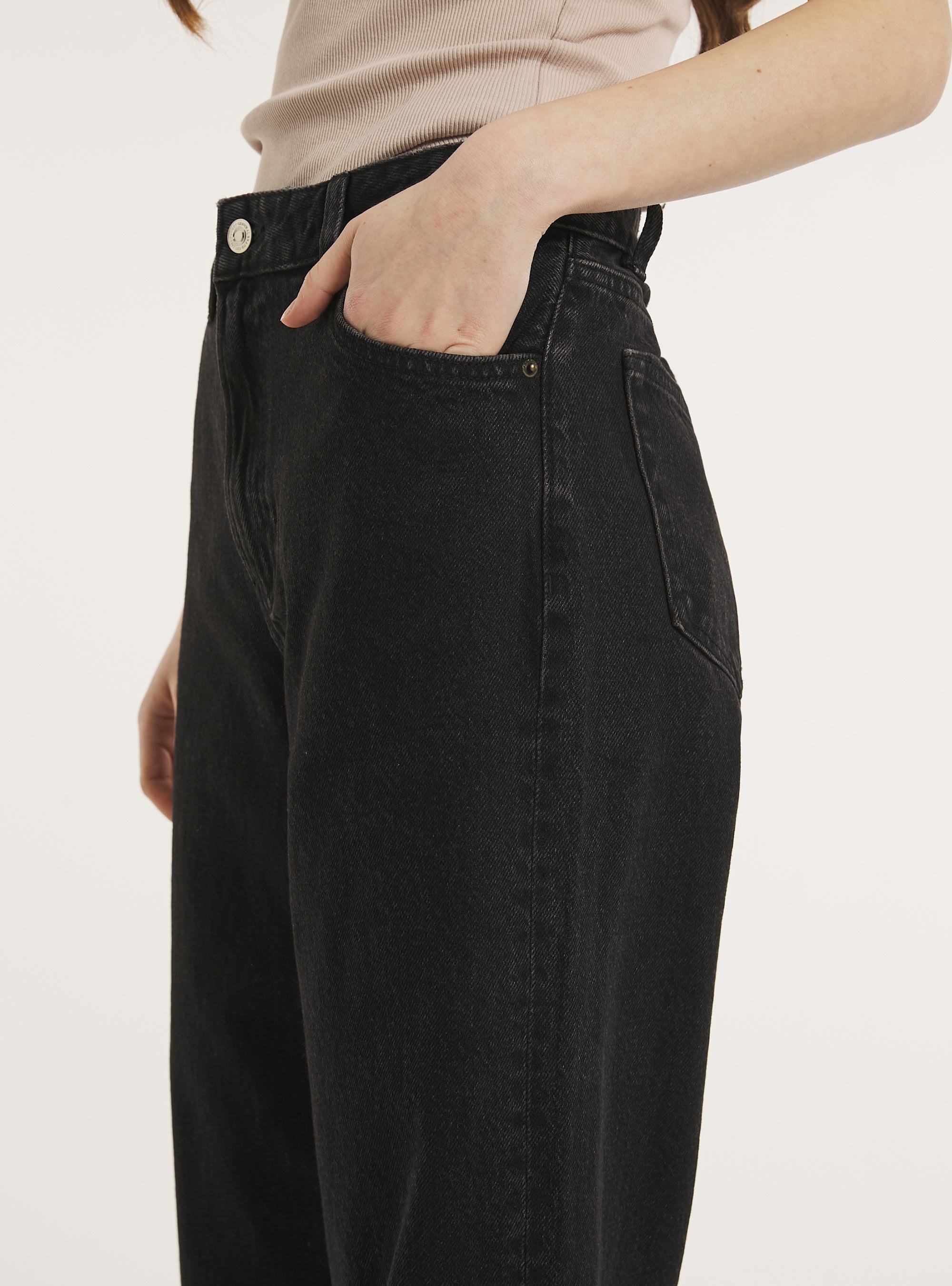 Loose straight fit jeans, D000 BLACK