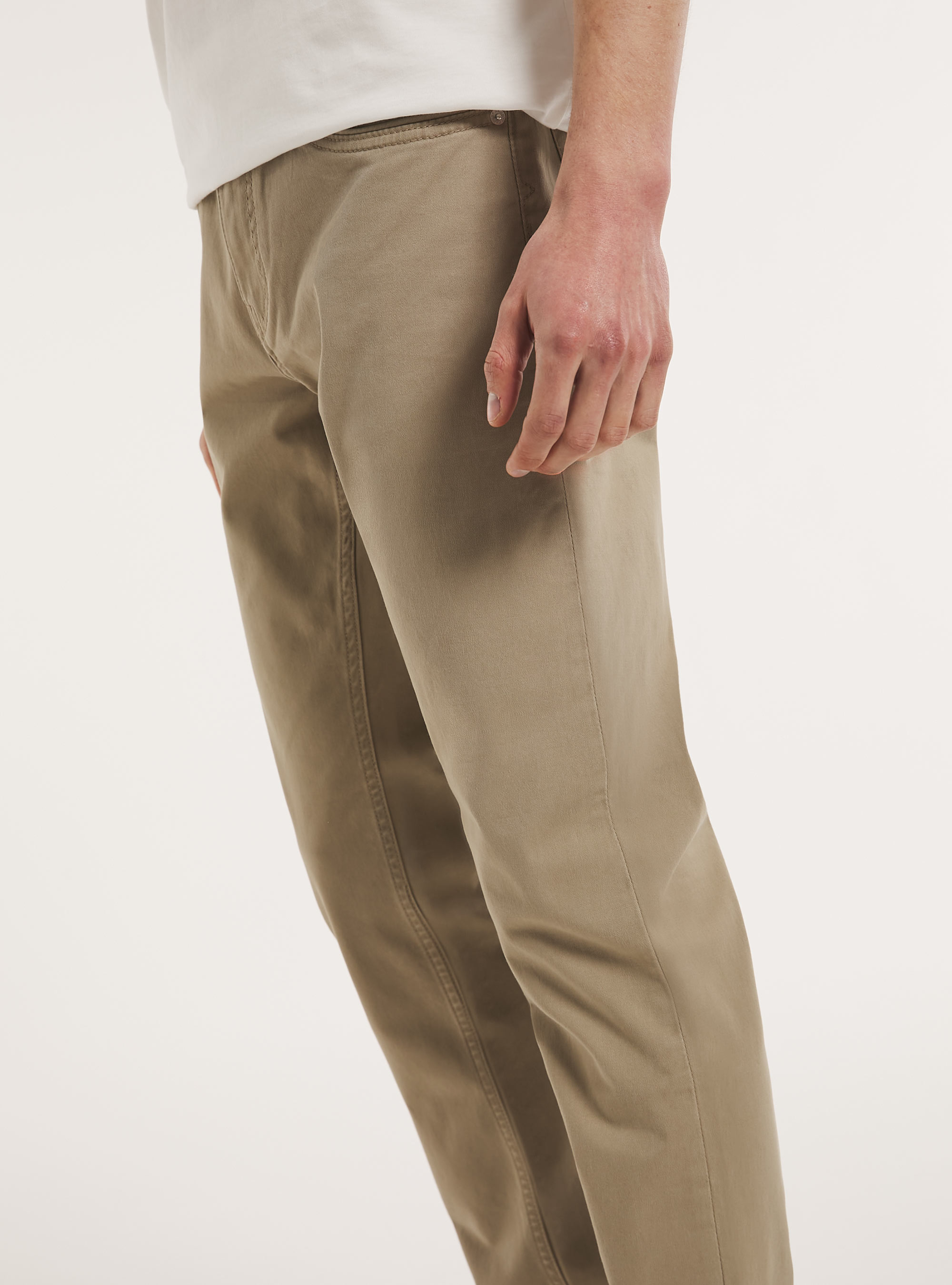 Skinny fit cotton trousers, BG1 BEIGE DARK