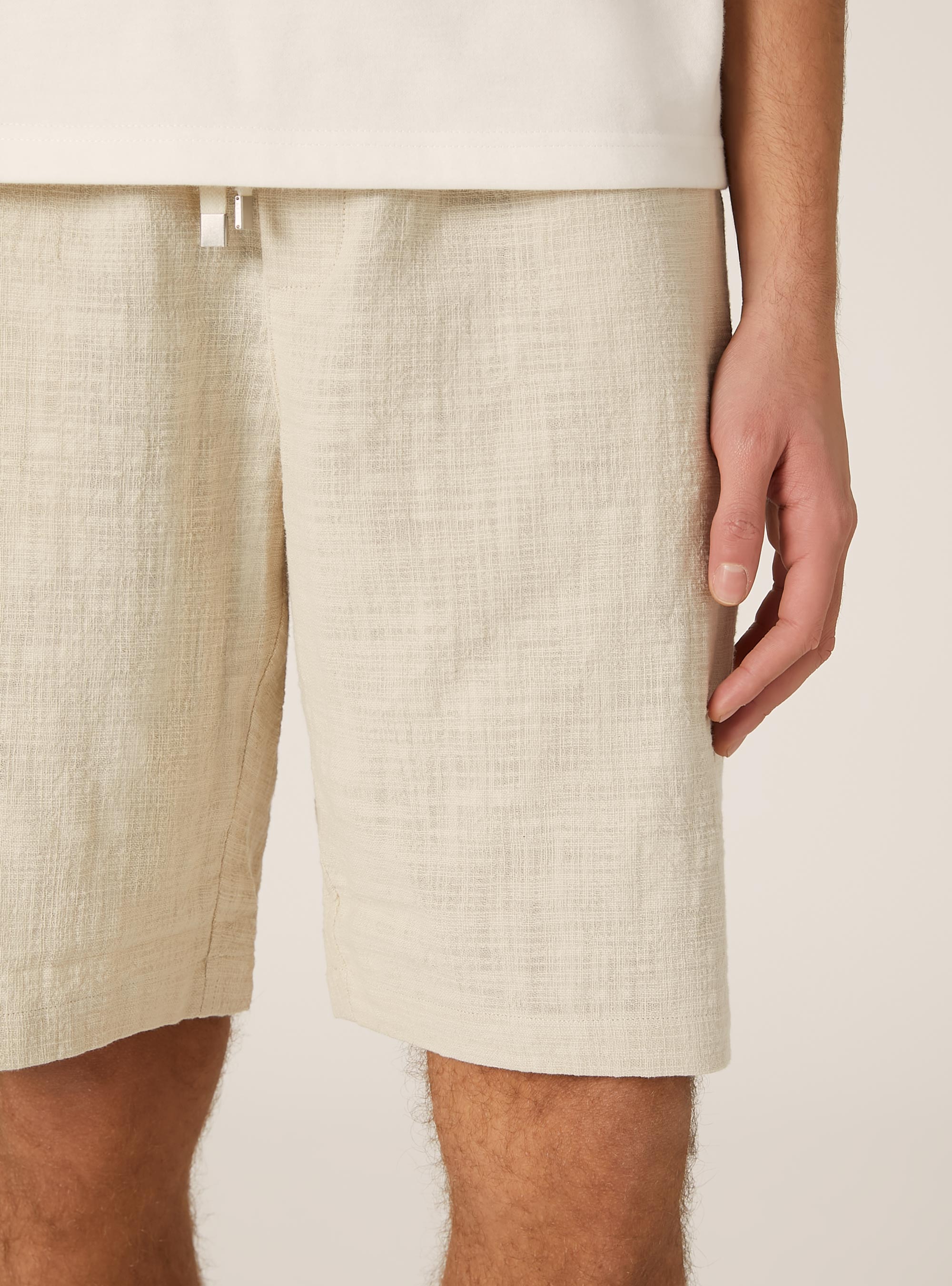 Cotton bermuda shorts with elastic waistband, BG3 BEIGE LIGHT