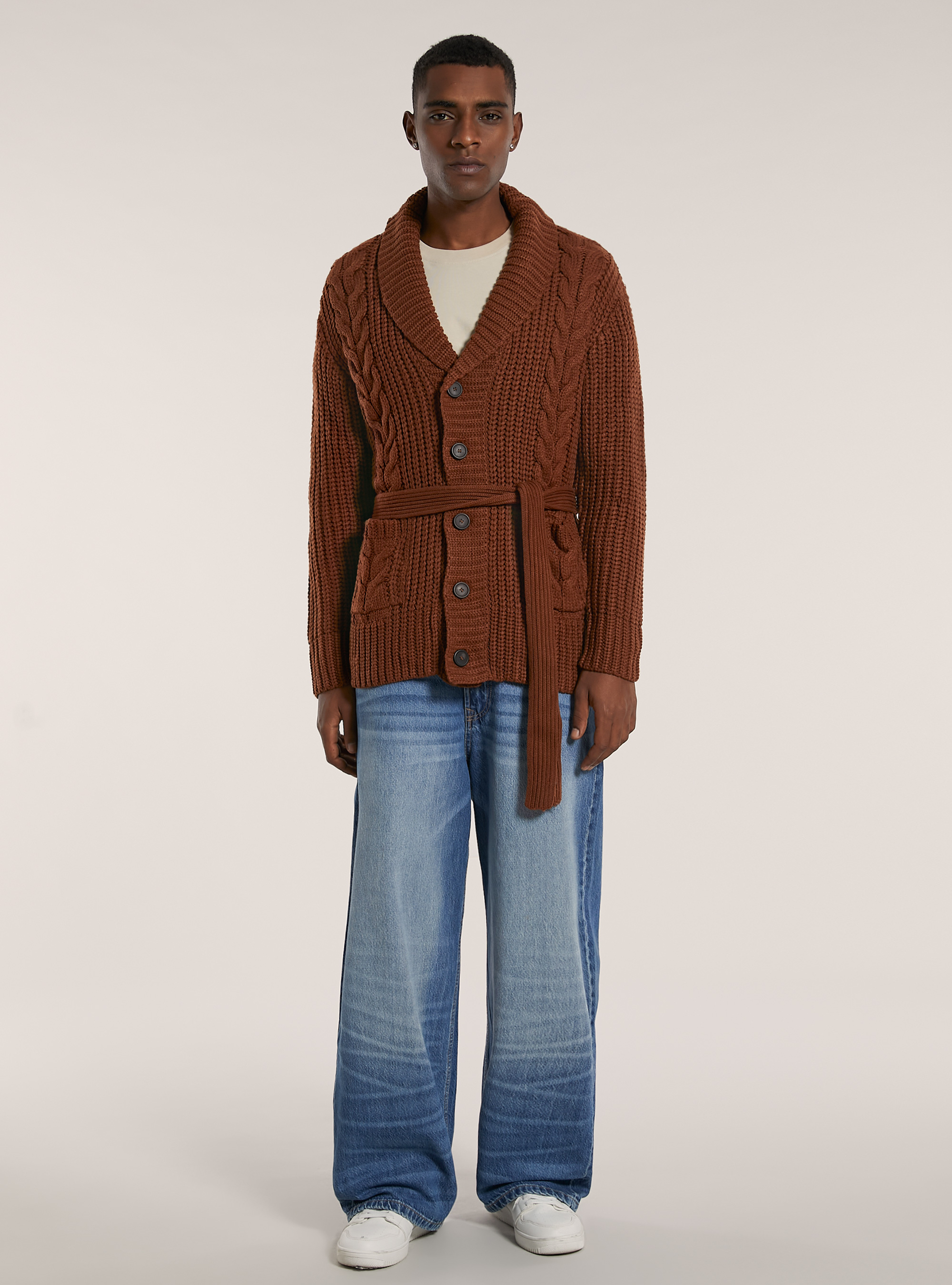 Pullover cardigan a trecce aperto, RT2 RUSTY MEDIUM