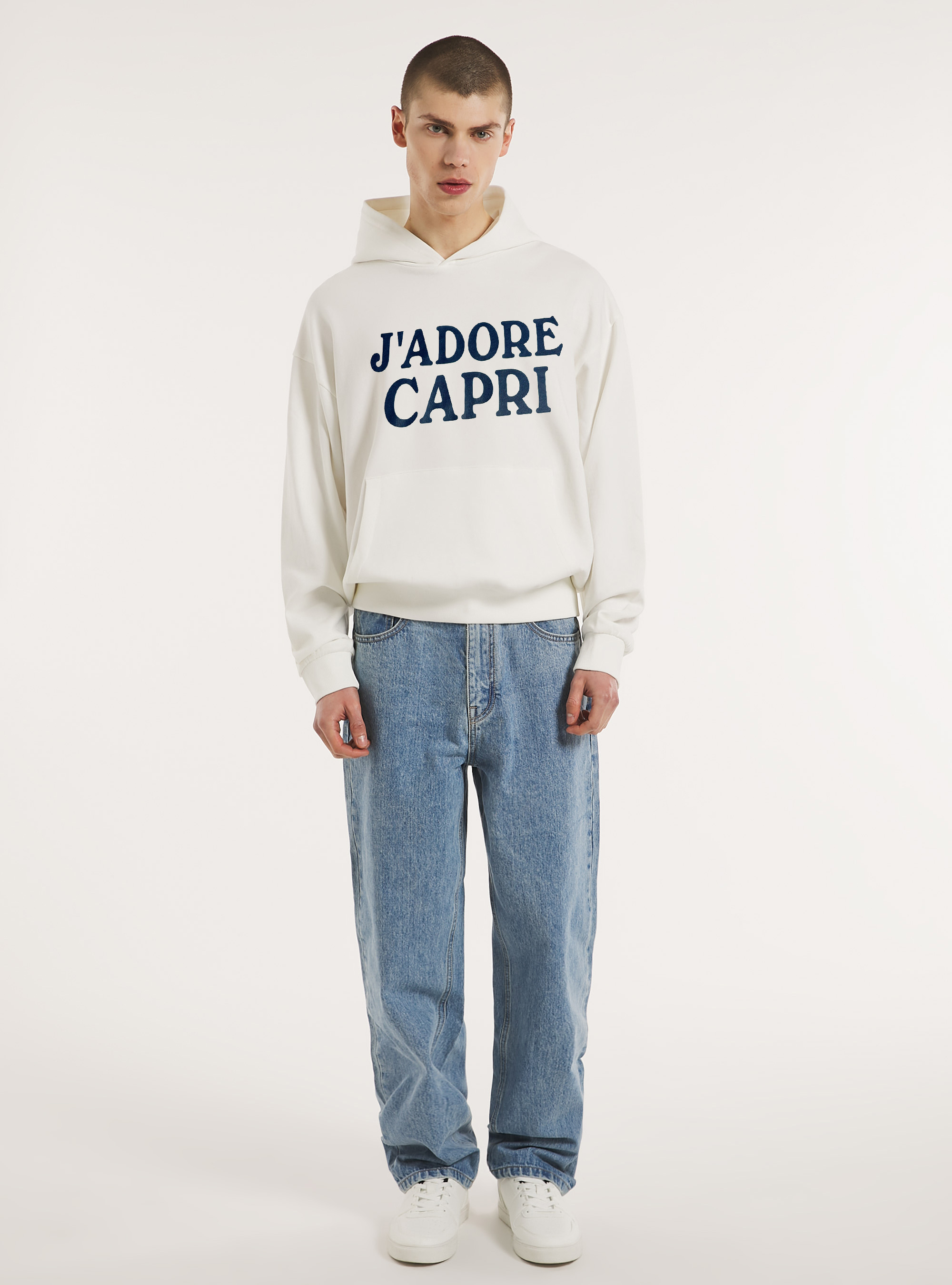 Boxy fit Capri Capsule Genderless sweatshirt, WH2 WHITE