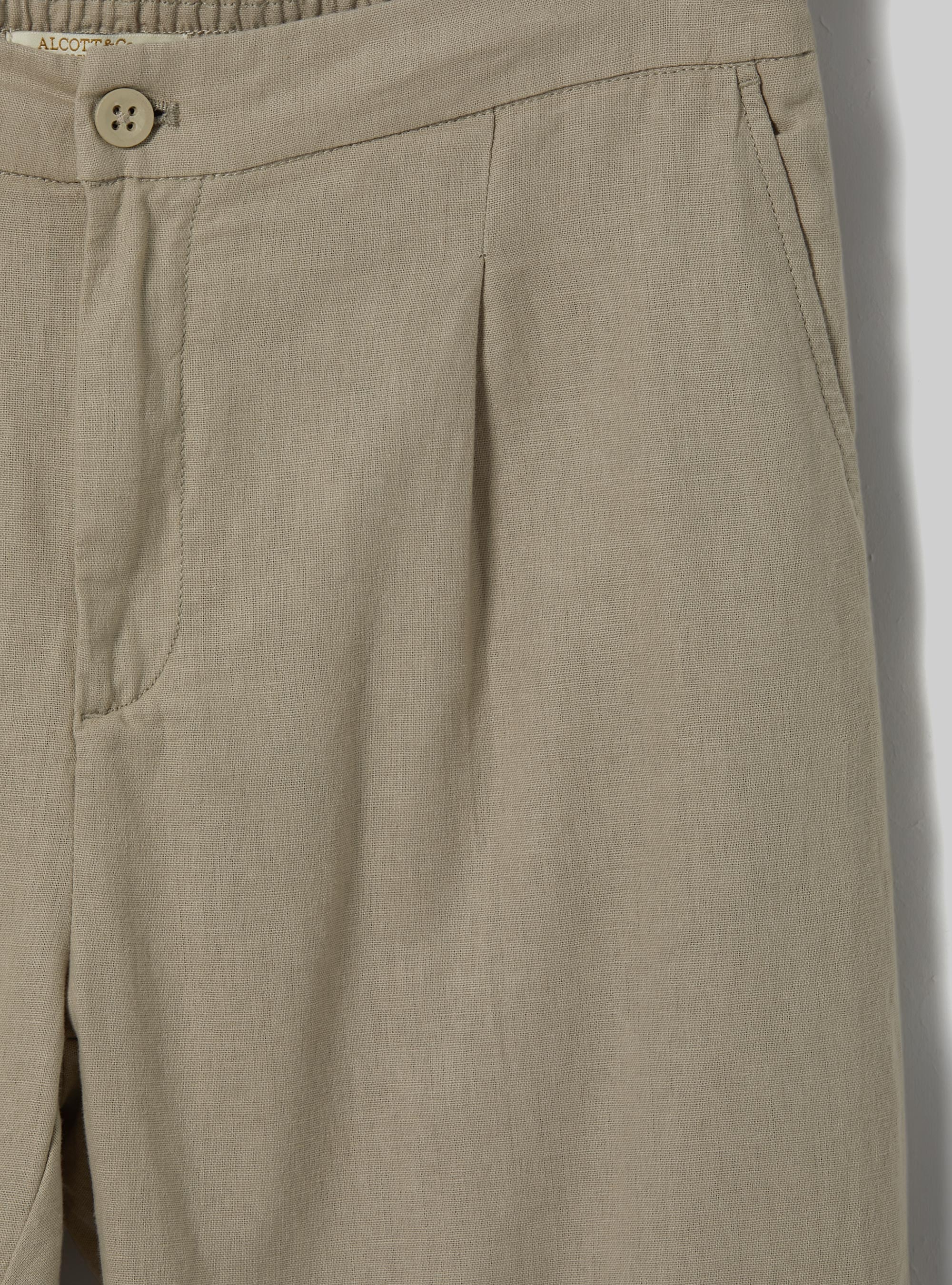 Pantalon en lin m&eacute;lang&eacute; avec pinces, BG3 BEIGE LIGHT