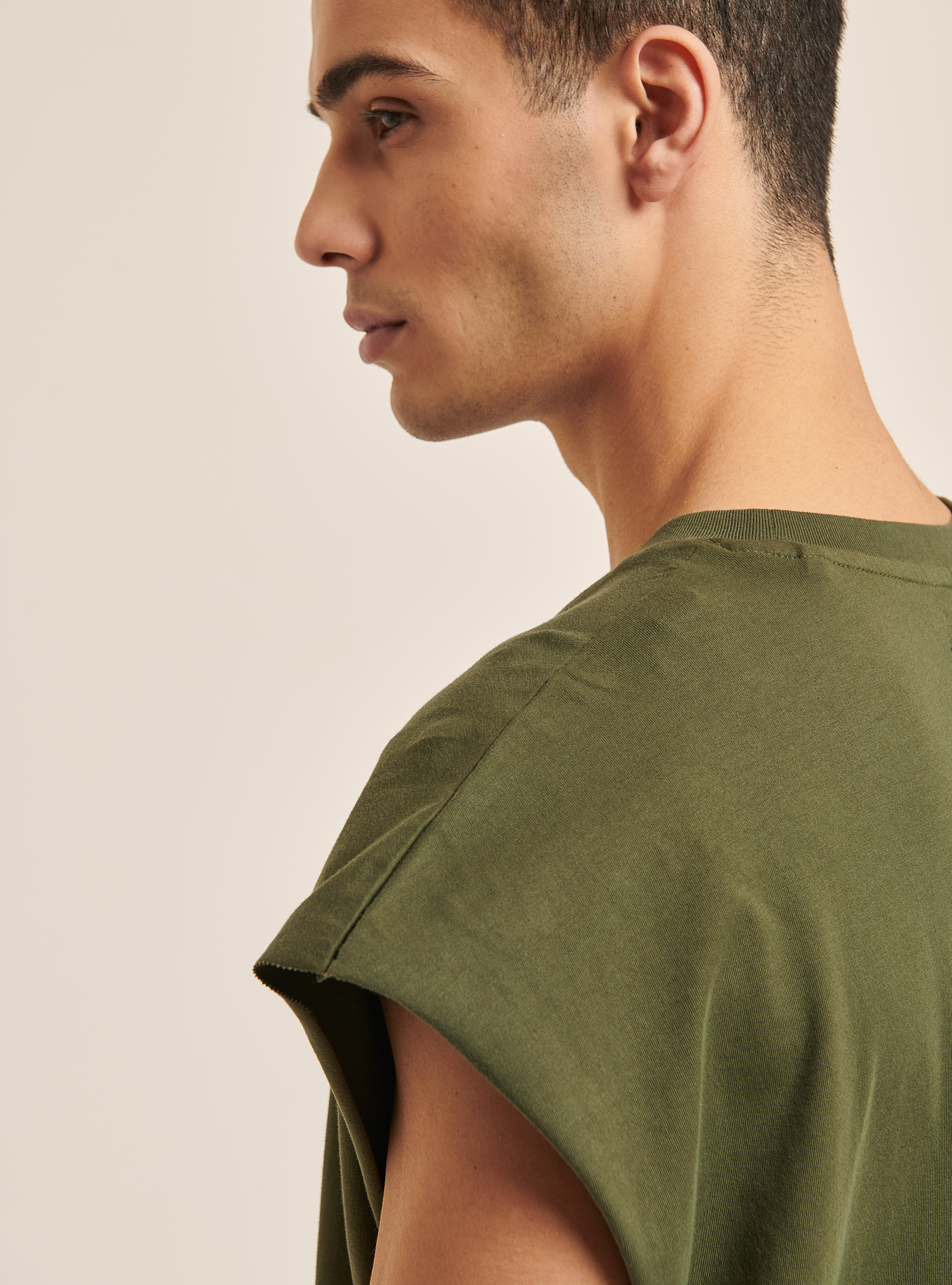 D&eacute;bardeur basique oversize en coton, C5587 KAKY