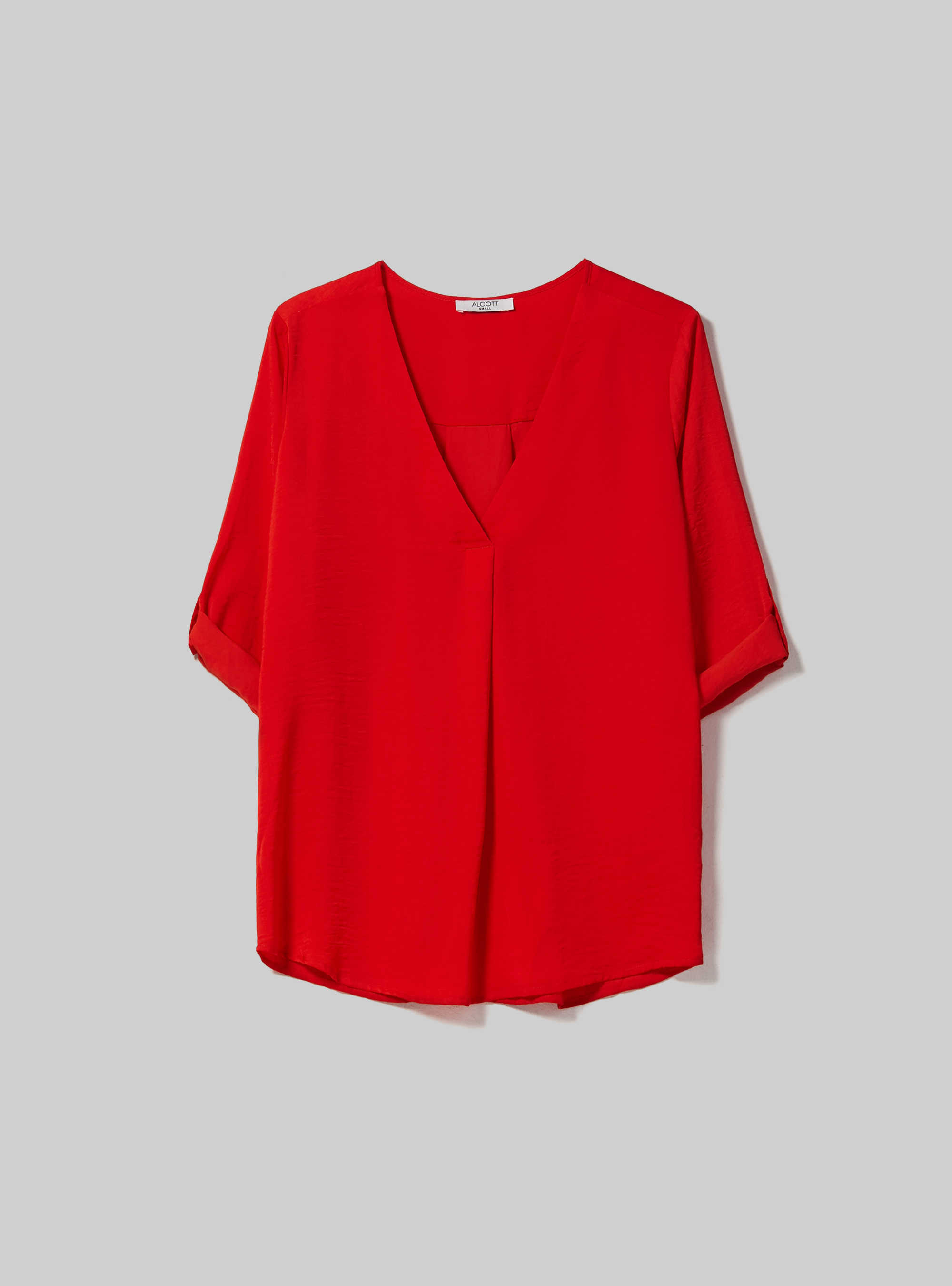 Blusa de color liso con escote, RD2 RED MEDIUM