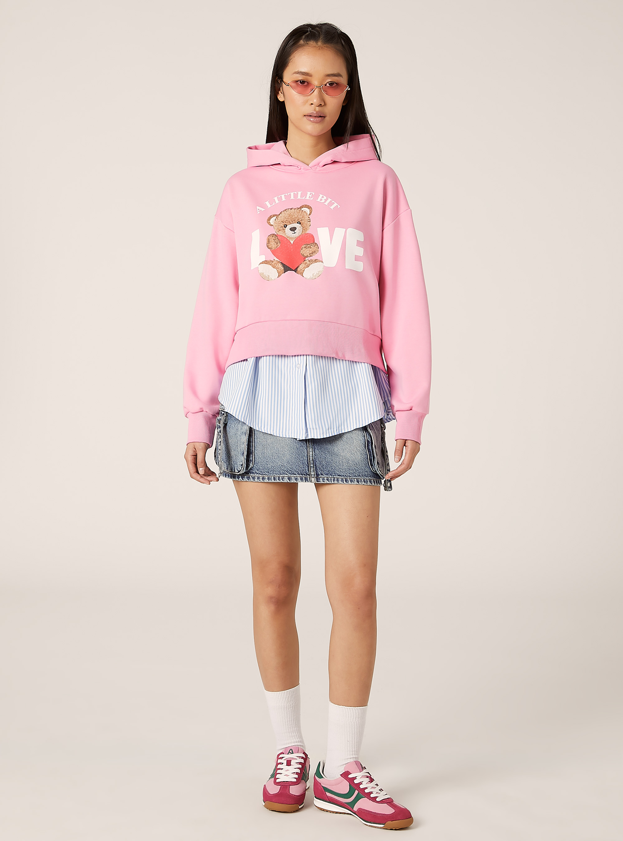 Sweatshirt court avec imprimé Teddy, PK2 PINK MEDIUM