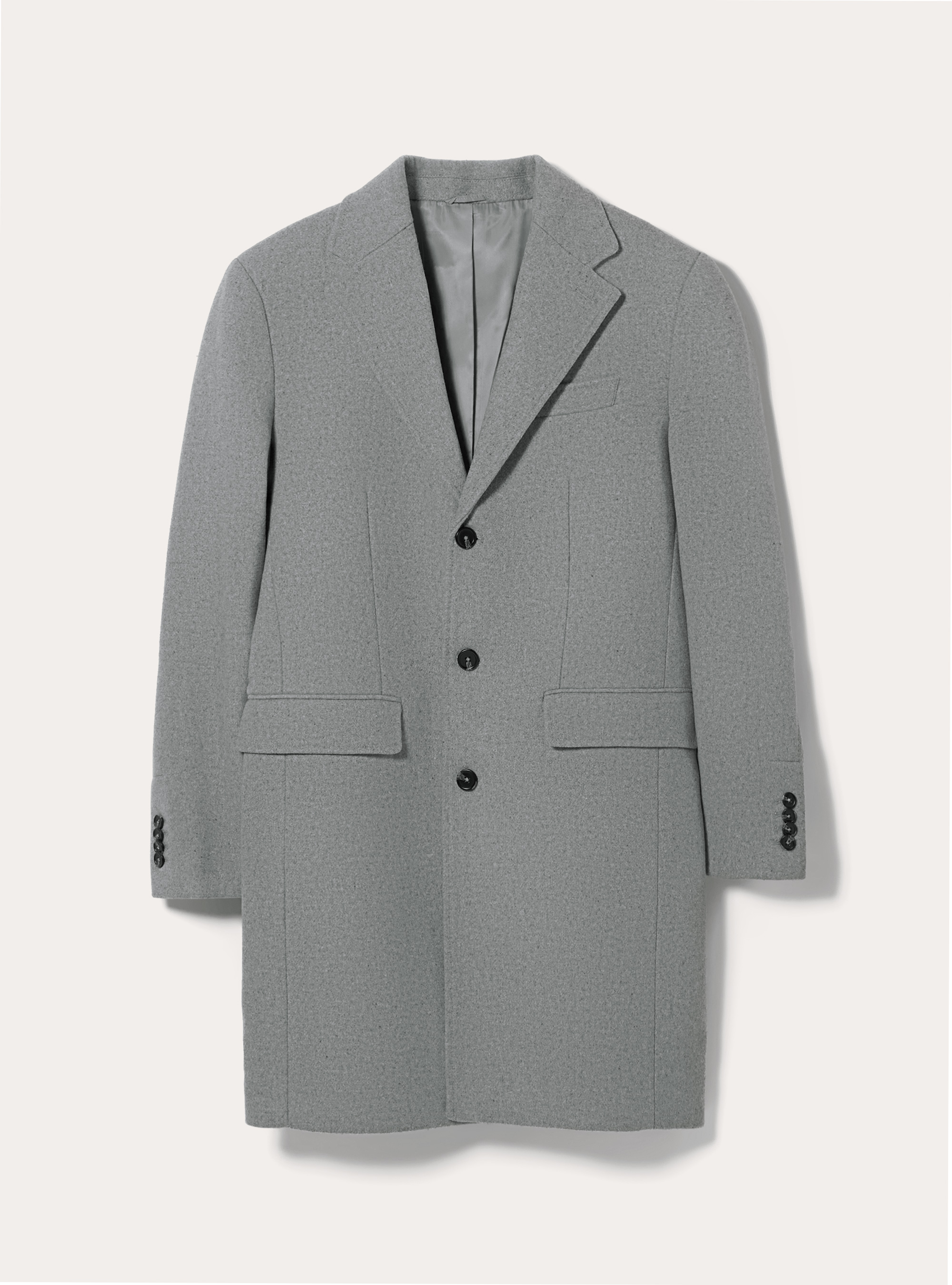Single breasted wool blend coat, MGY3 GREY MEL LIGHT