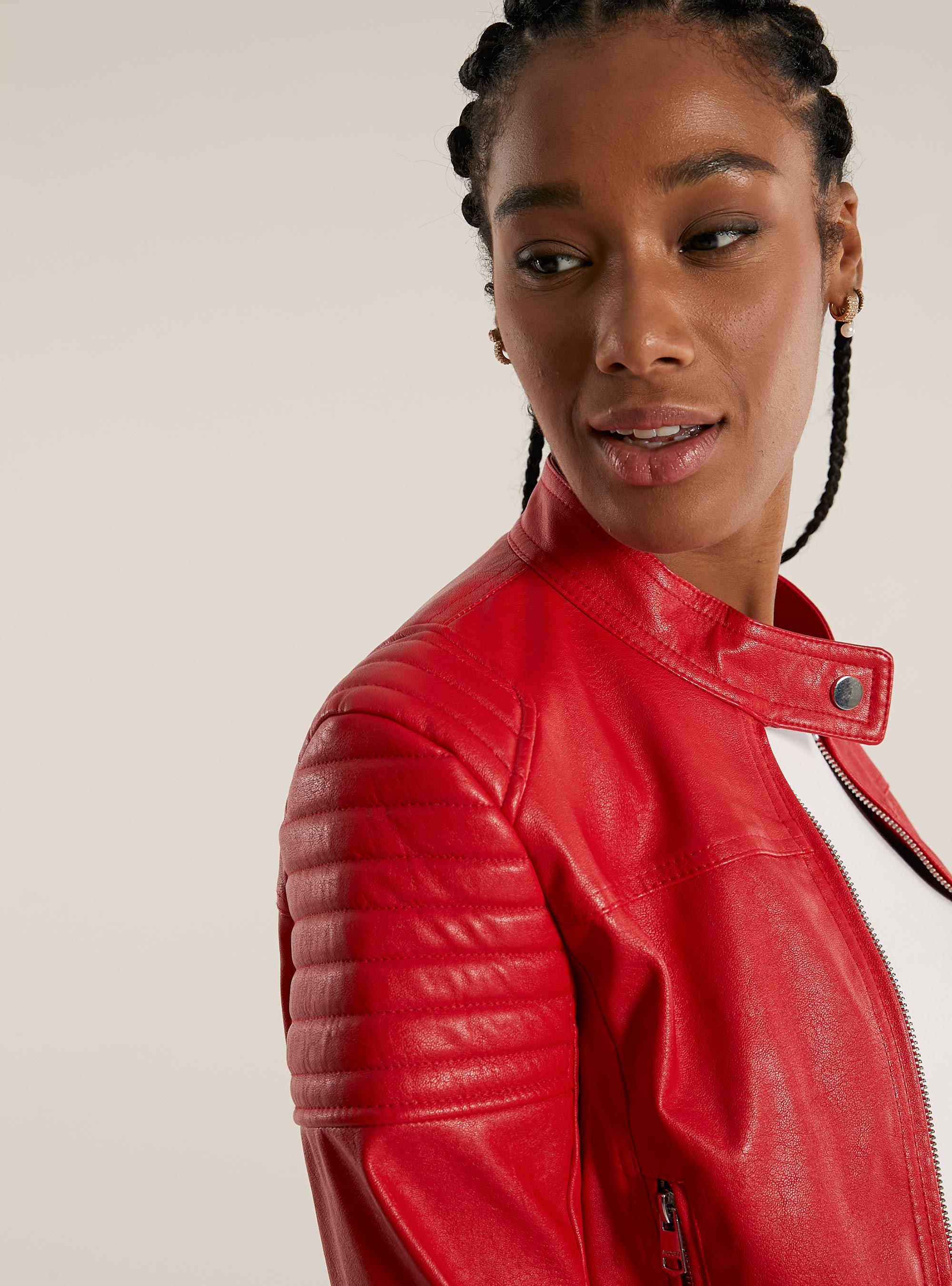 Leather-effect biker jacket, RD2 RED MEDIUM