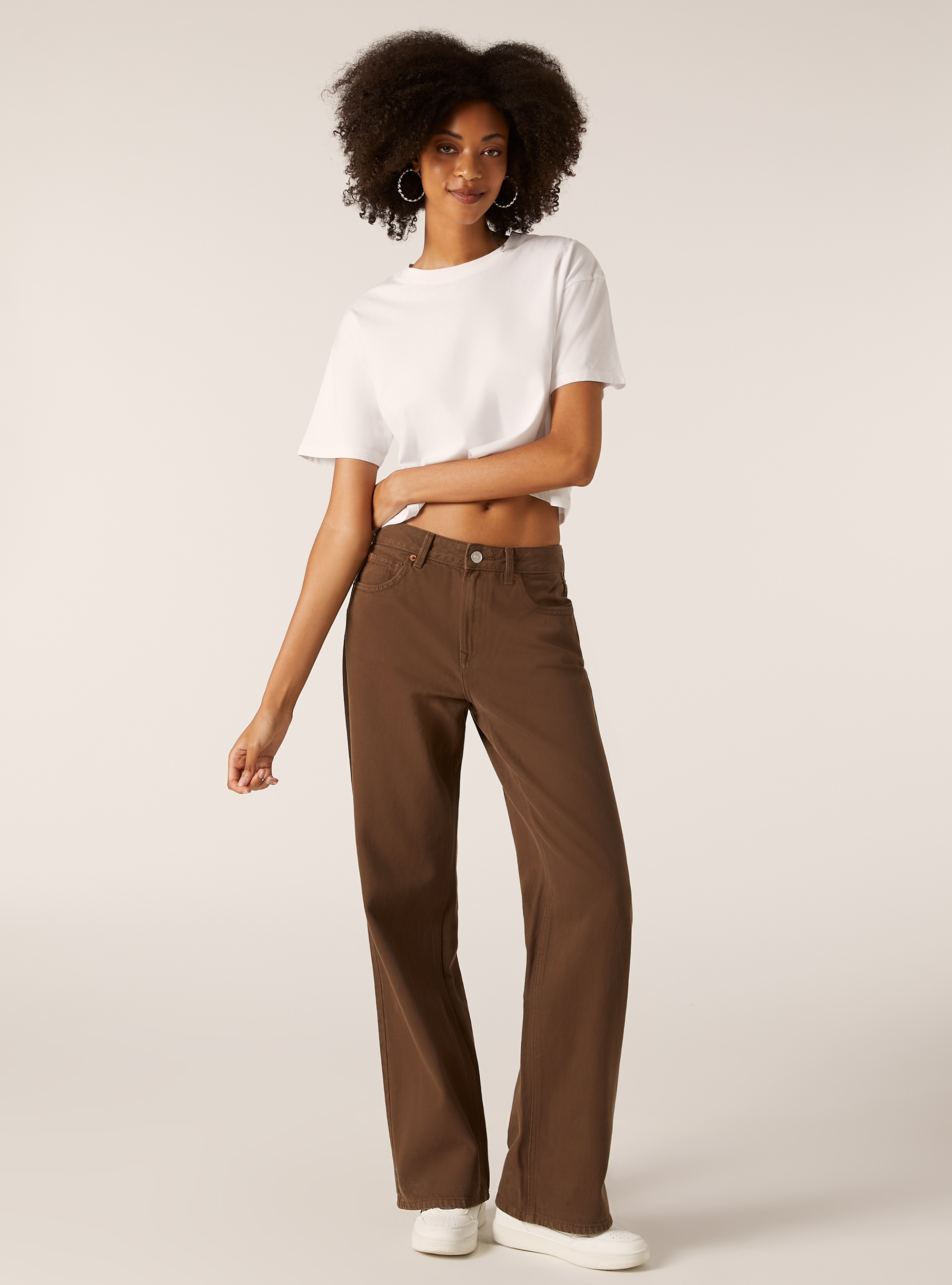 Coloured straight fit jeans, BR2 BROWN MEDIUM